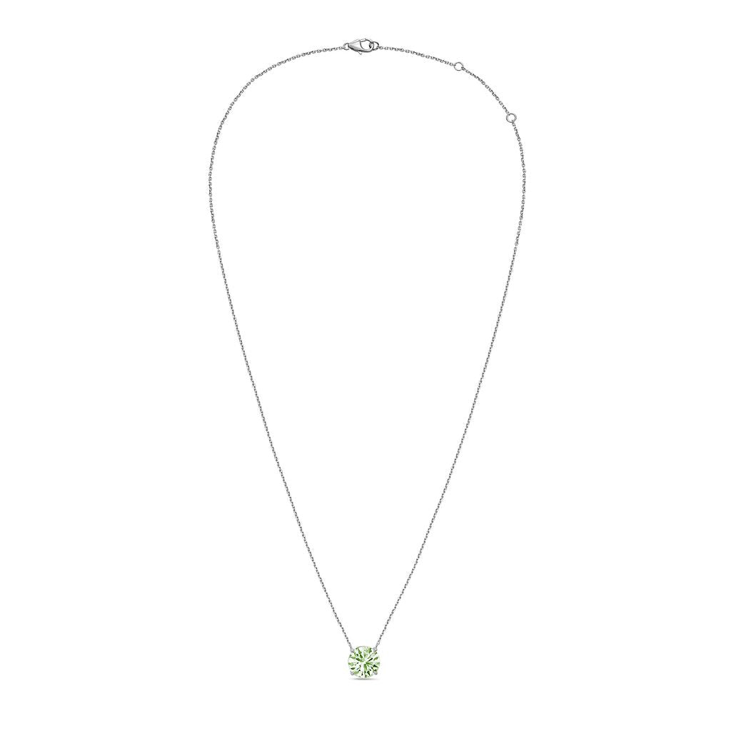 Lab-Grown Green Round Diamond Solitaire Pendant, 14k Gold