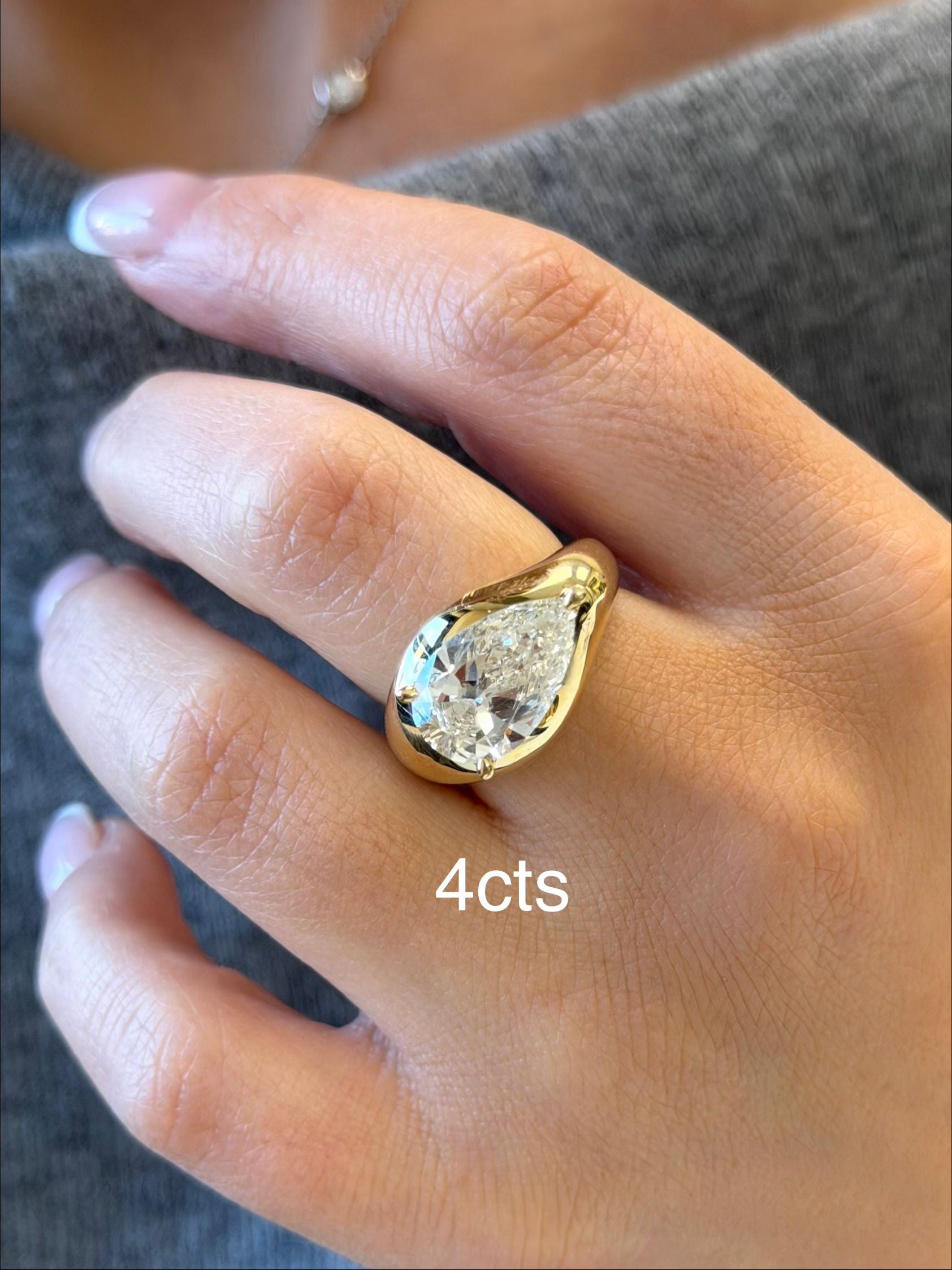 Lab Grown Pear Bypass Ring