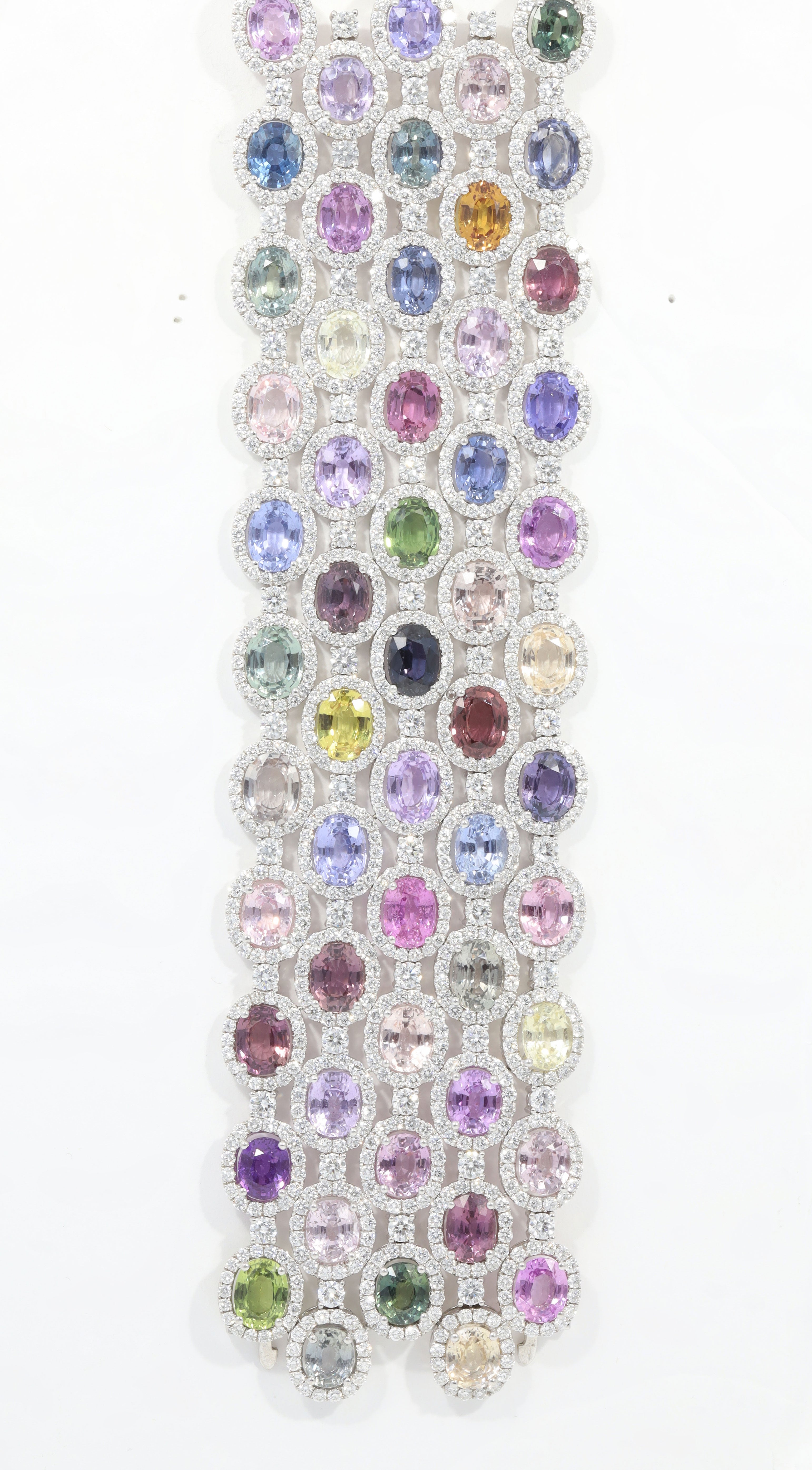 Multi Colored Sapphire Stacked Diamond Bracelet
