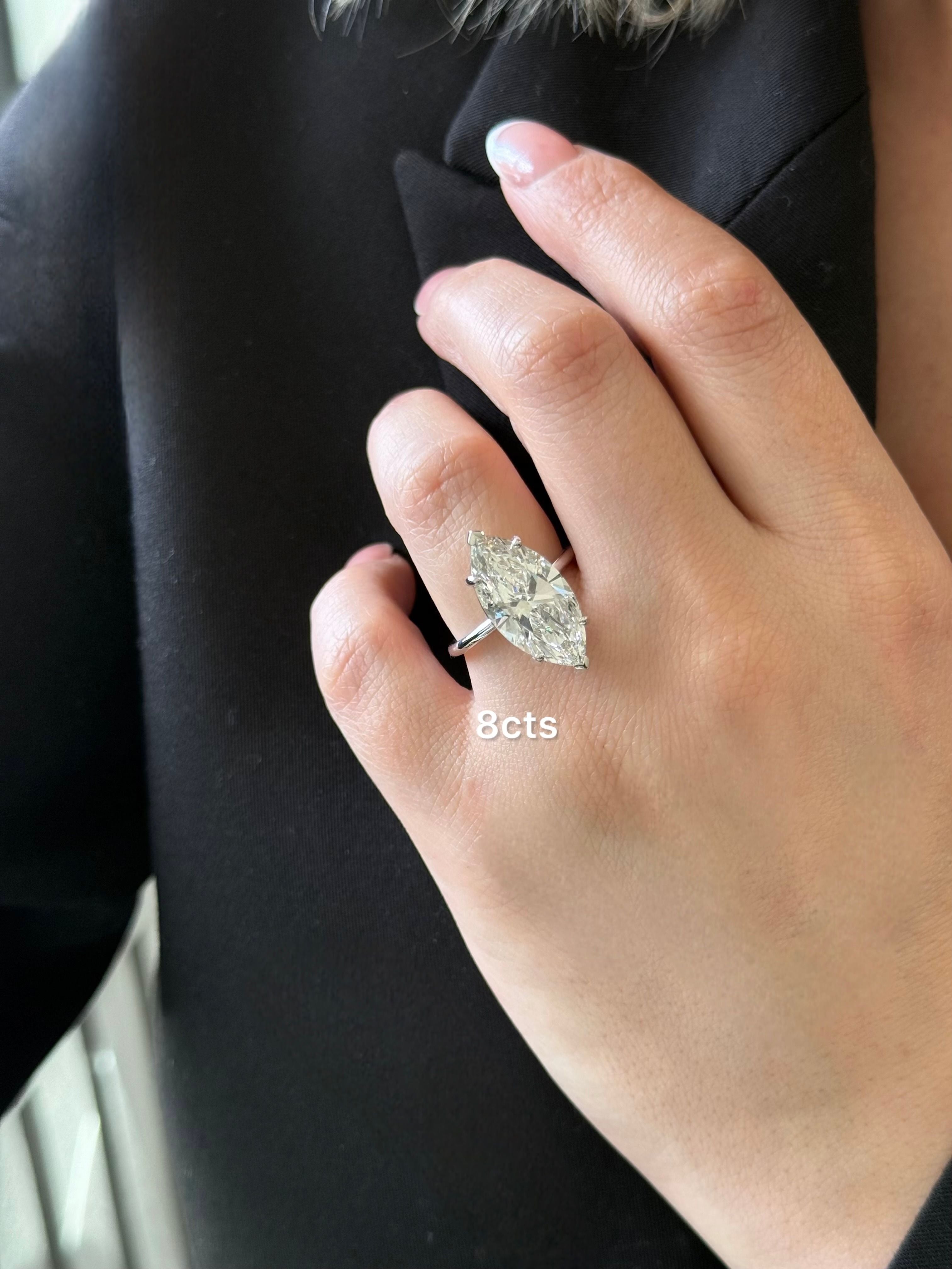 Lab Grown Marquise Diamond Solitaire Engagement Ring