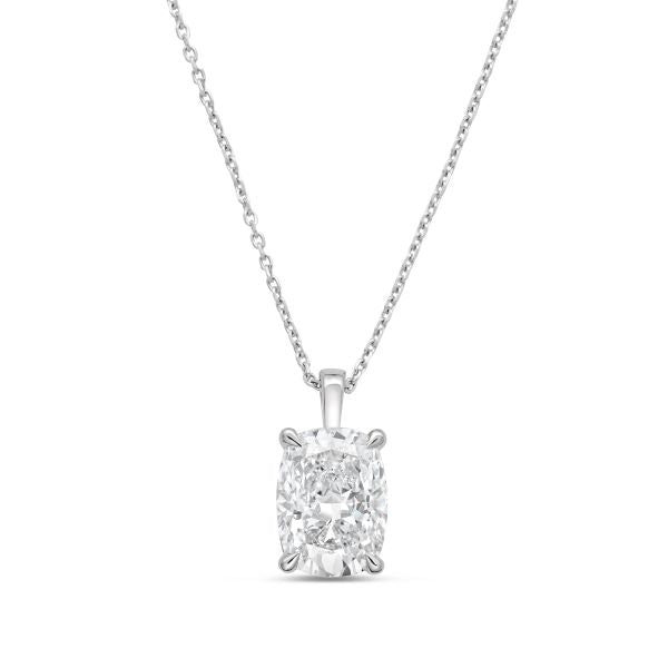 Cushion cut lab grown diamond pendant north south 14K gold
