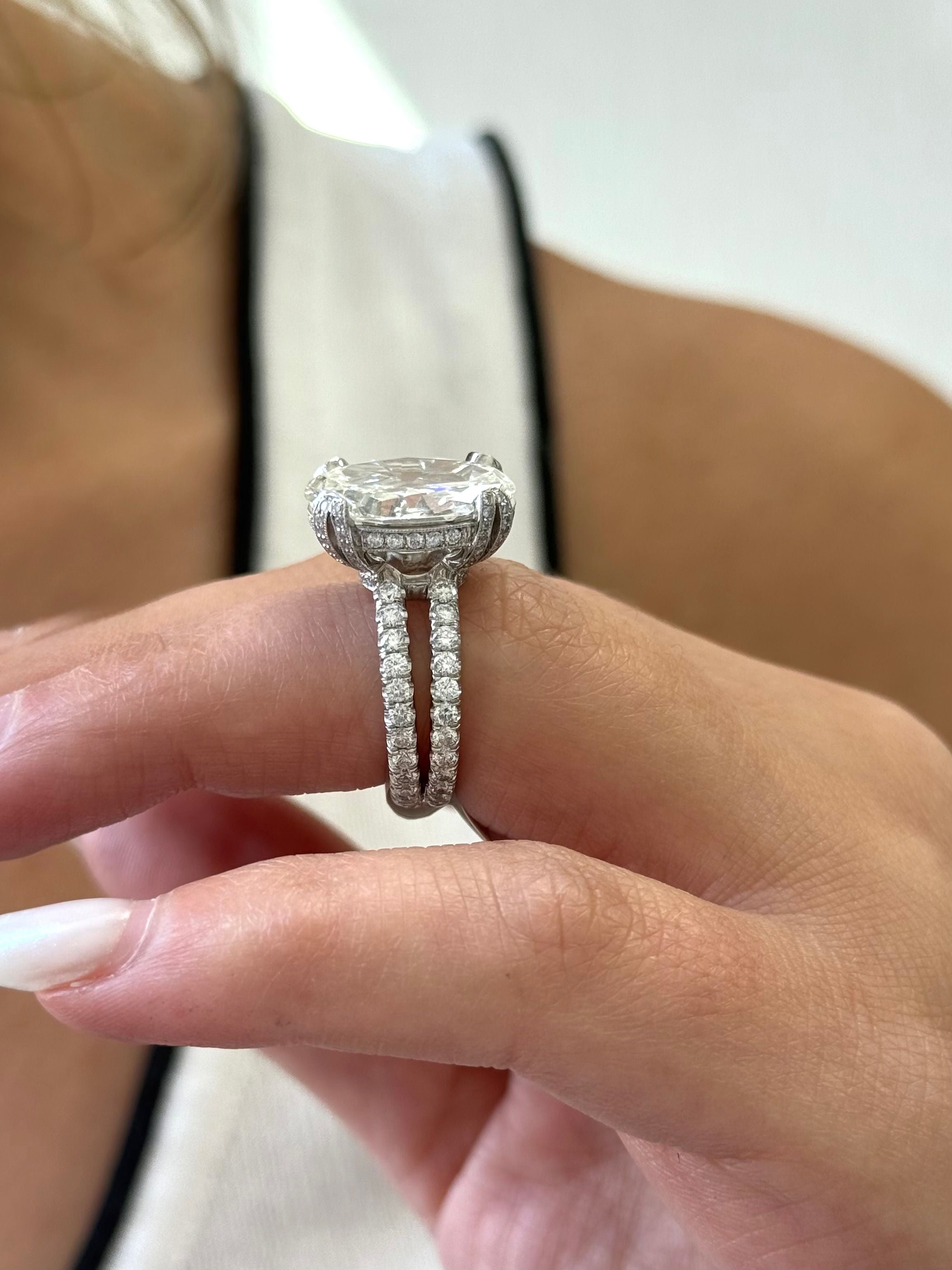 Split Shank Pave Oval Diamond Ring