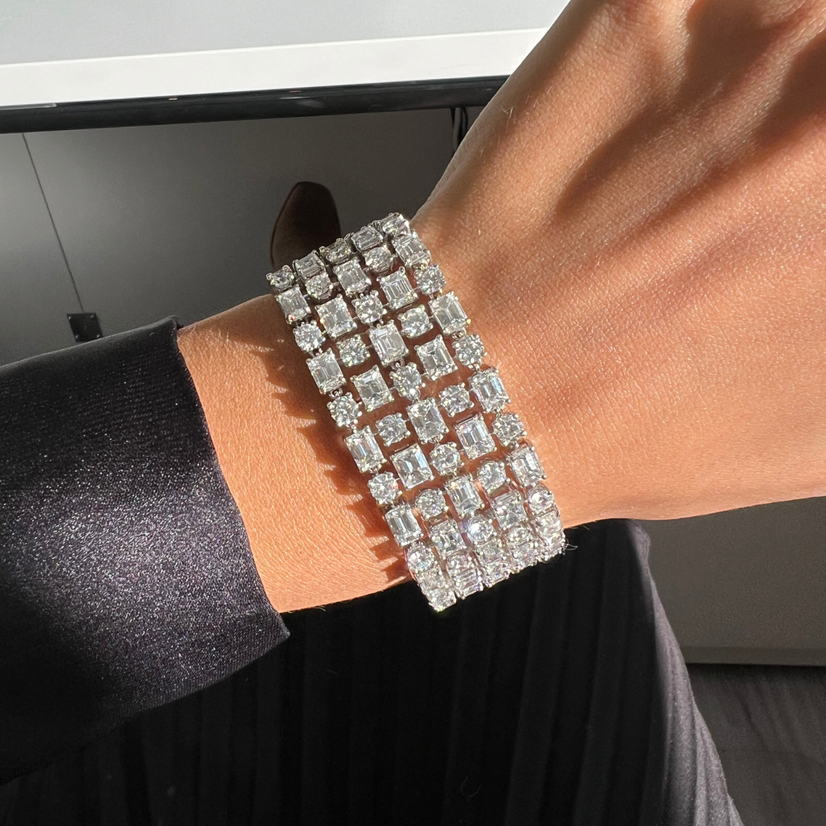 5 Row Multi-Shaped Diamond Tennis Bracelet