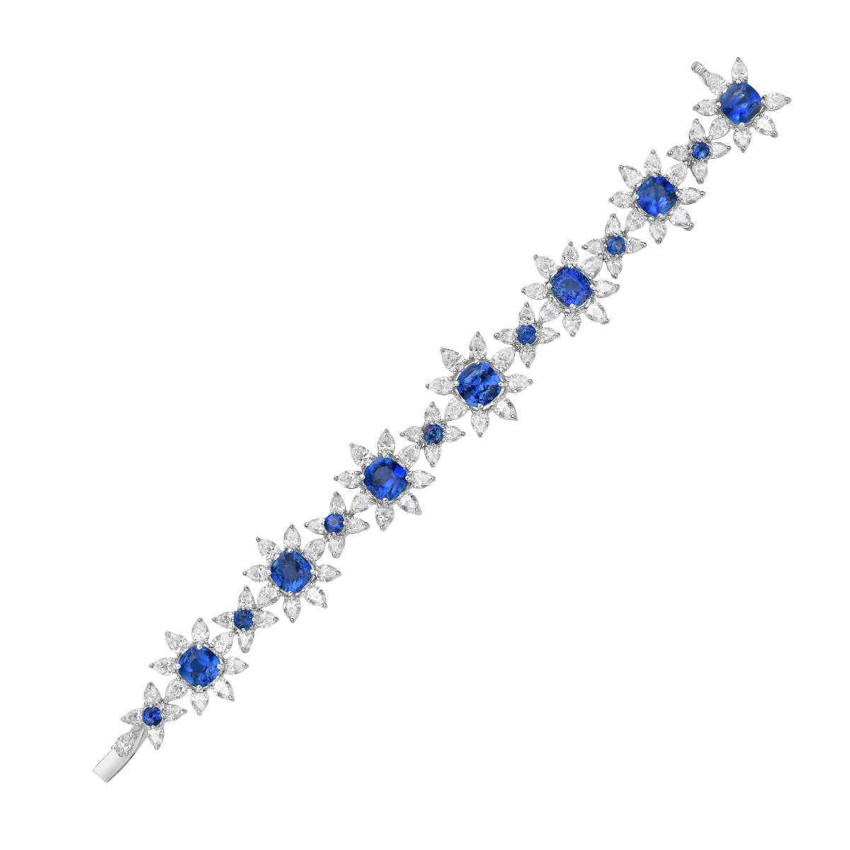 Sapphire Diamond Flower Bracelet