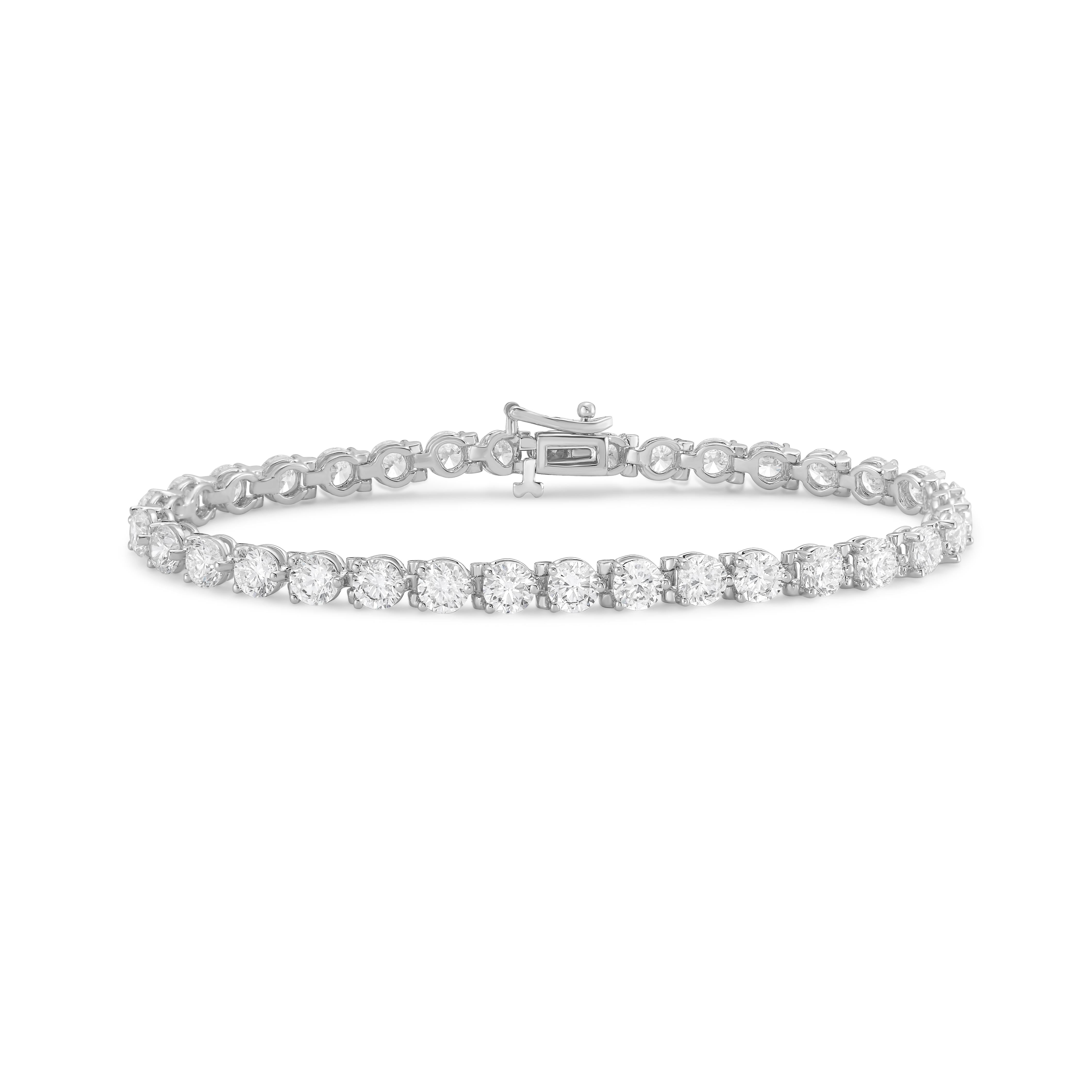 Lab Grown Round Diamond 3 prong Tennis Bracelet