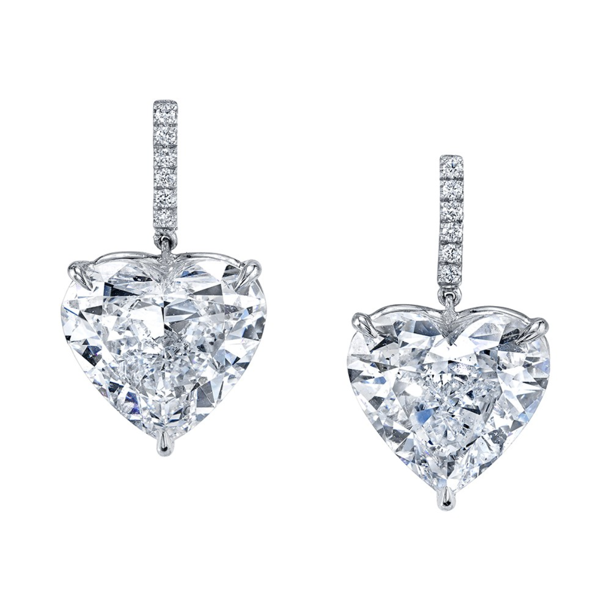 Hanging Heart Shaped Diamond Drop Earrings