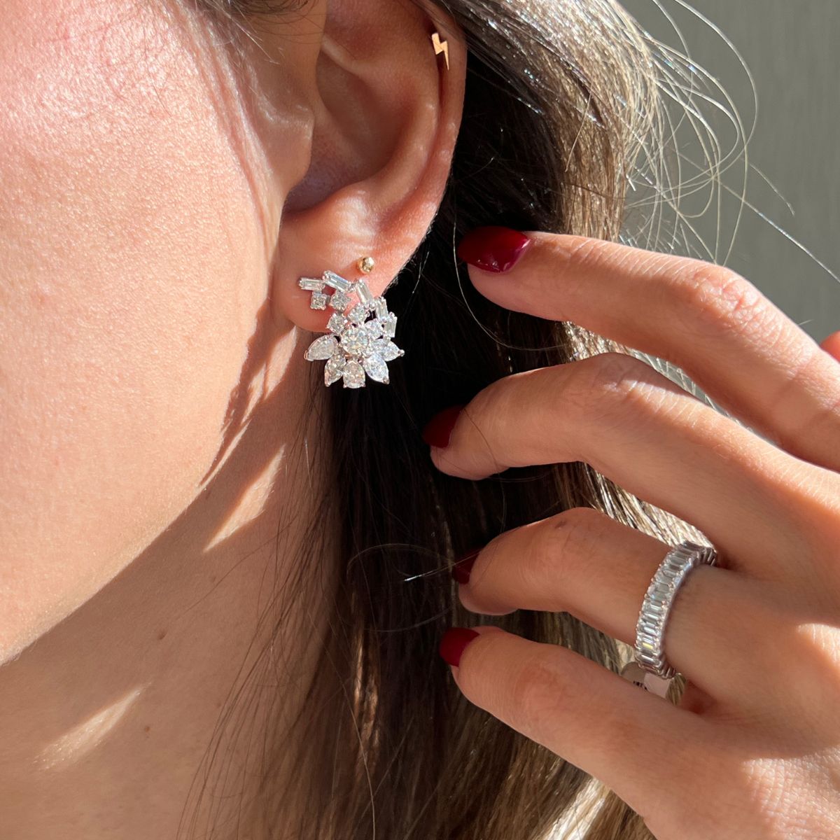 Diamond Flower Stud Earring