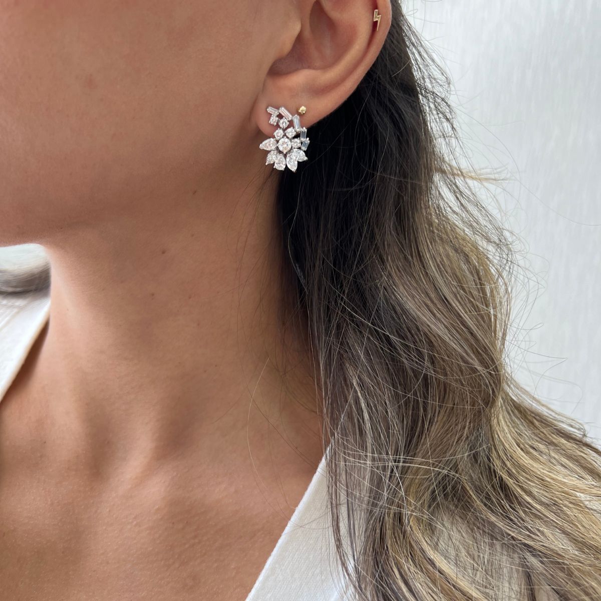 Diamond Flower Stud Earring