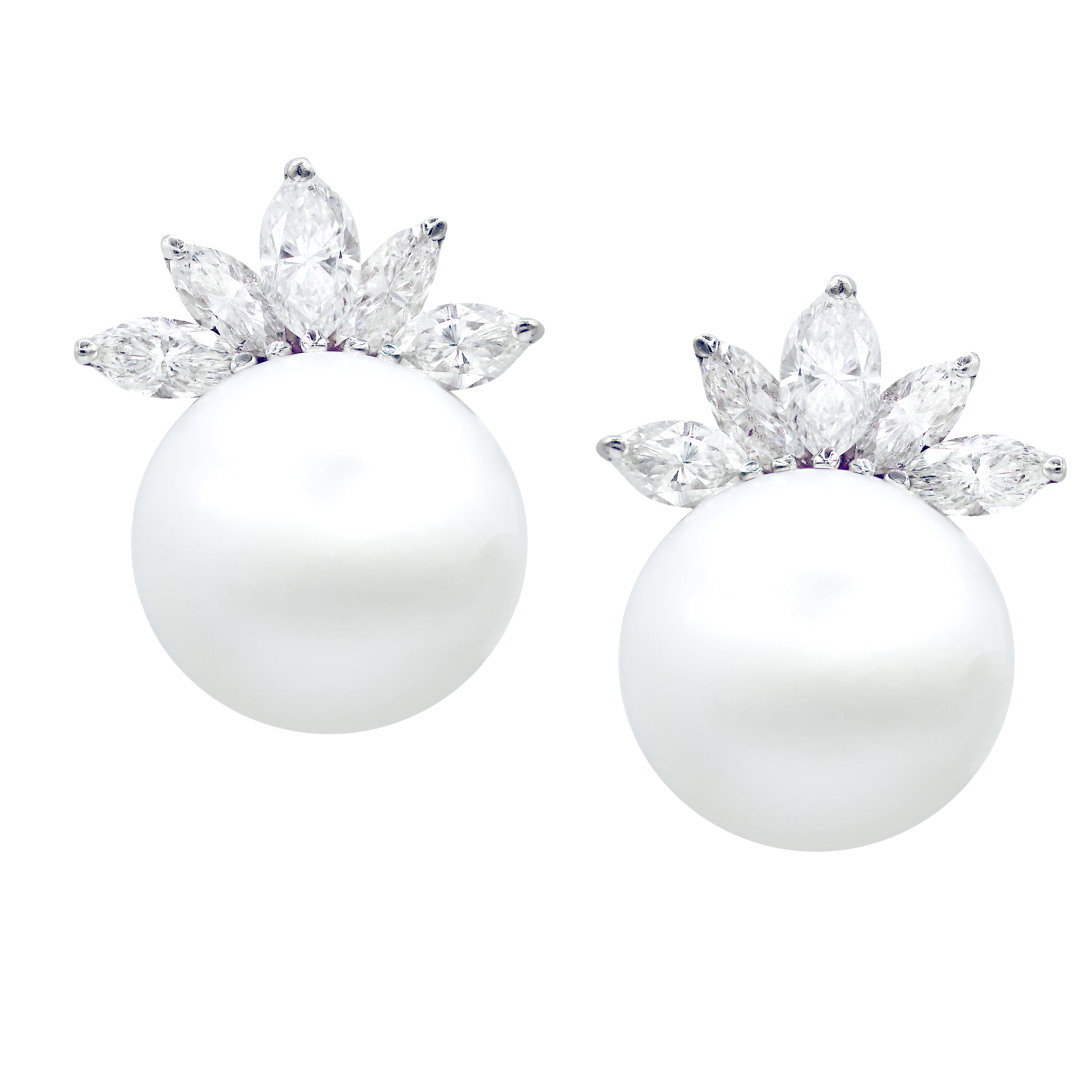 Diamond Pearl Stud Earrings