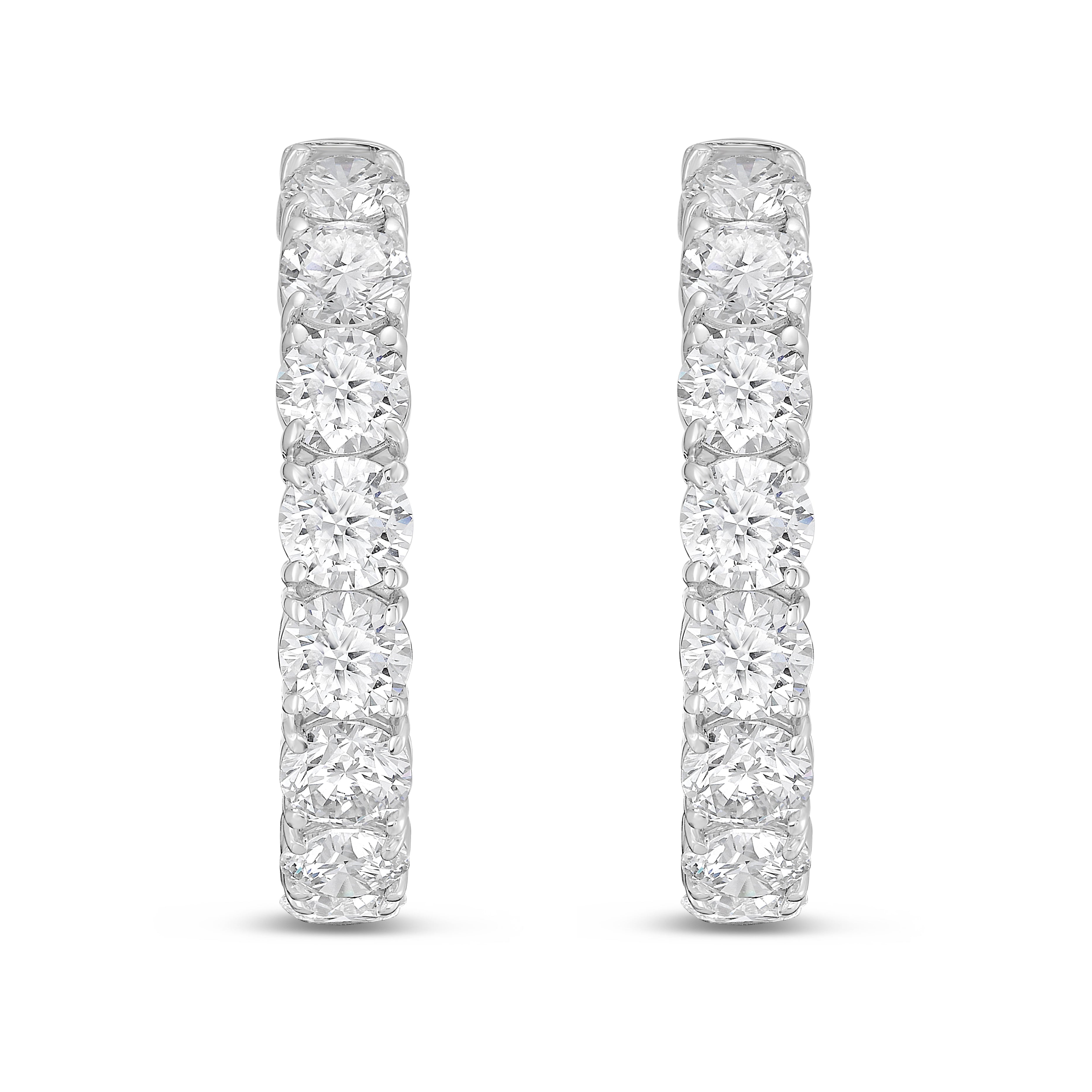 Lab Grown Round Diamond Hoop Earrings - 1.25"