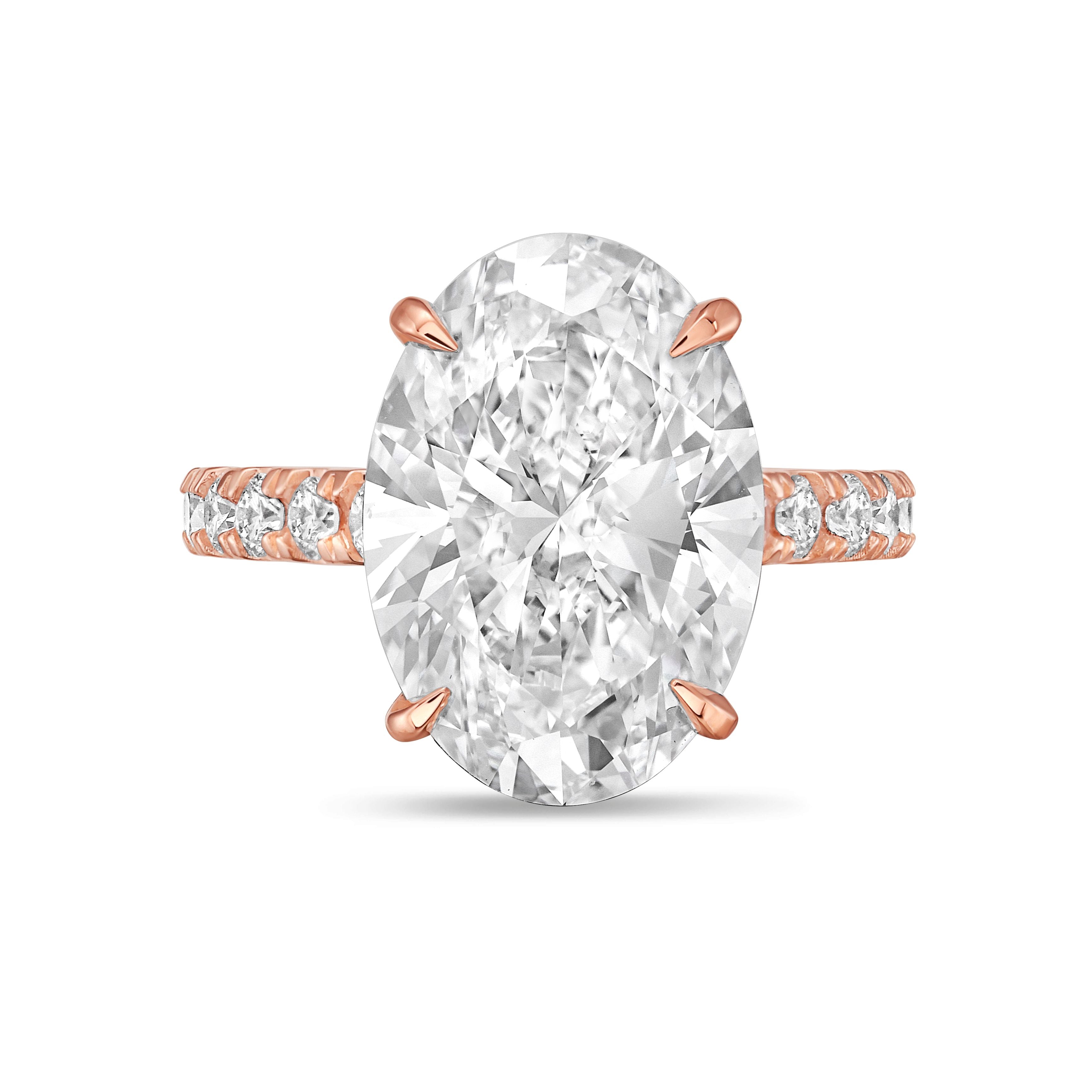 DEF VS oval cut diamond ring pavé setting white gold