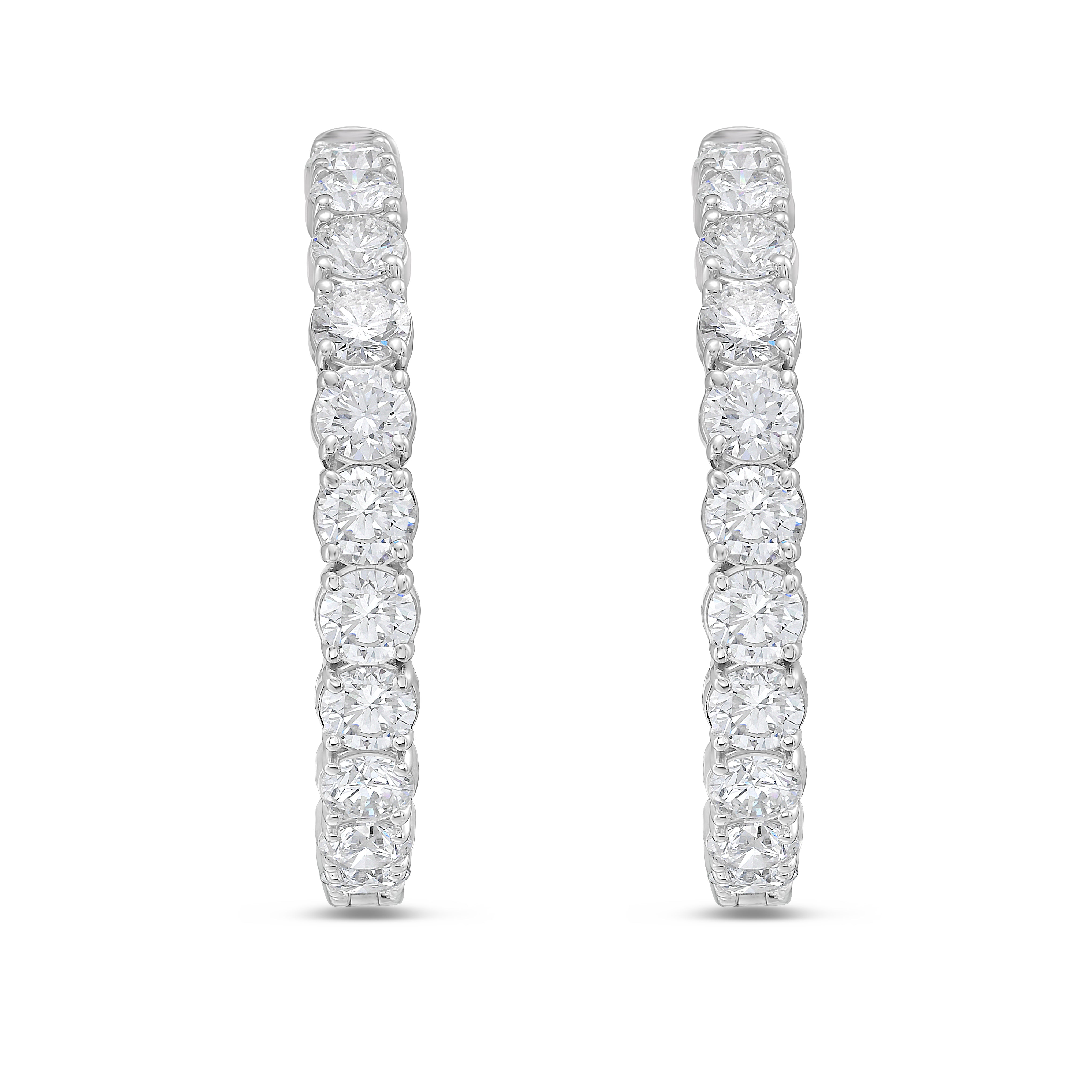Lab Grown Round Diamond Hoop Earrings - 1.25"