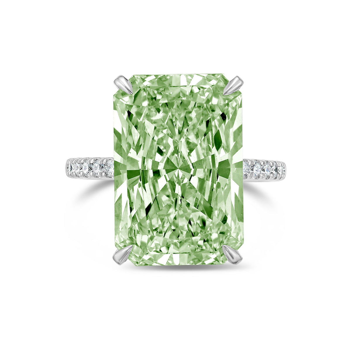 Lab-Grown Green Radiant Cut Diamond Engagement Ring, 14K Gold