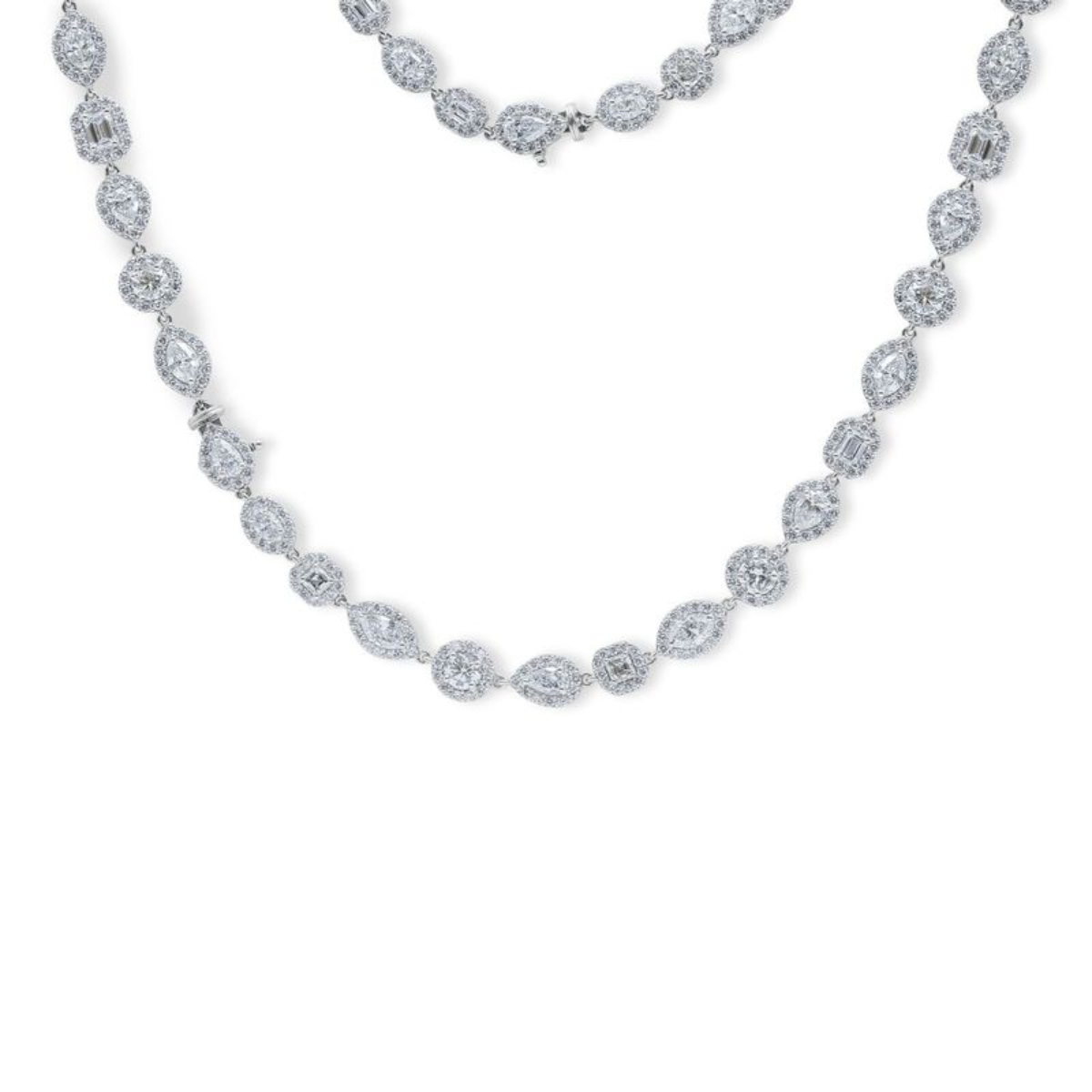 Multi Shaped Diamond Halo Necklace