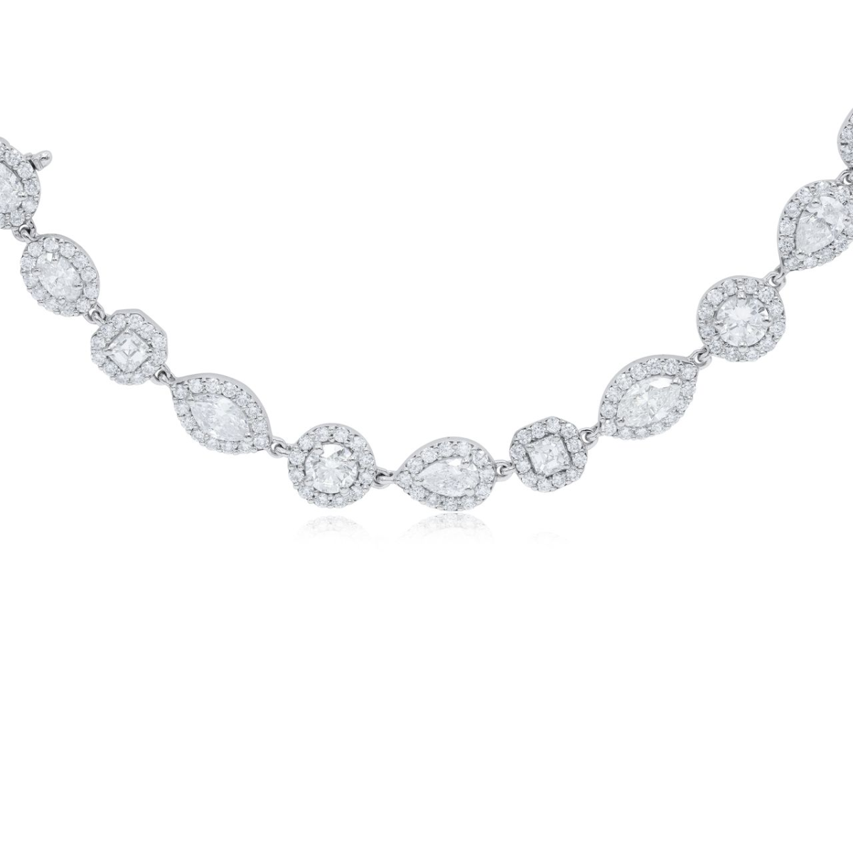 Multi Shaped Diamond Halo Necklace