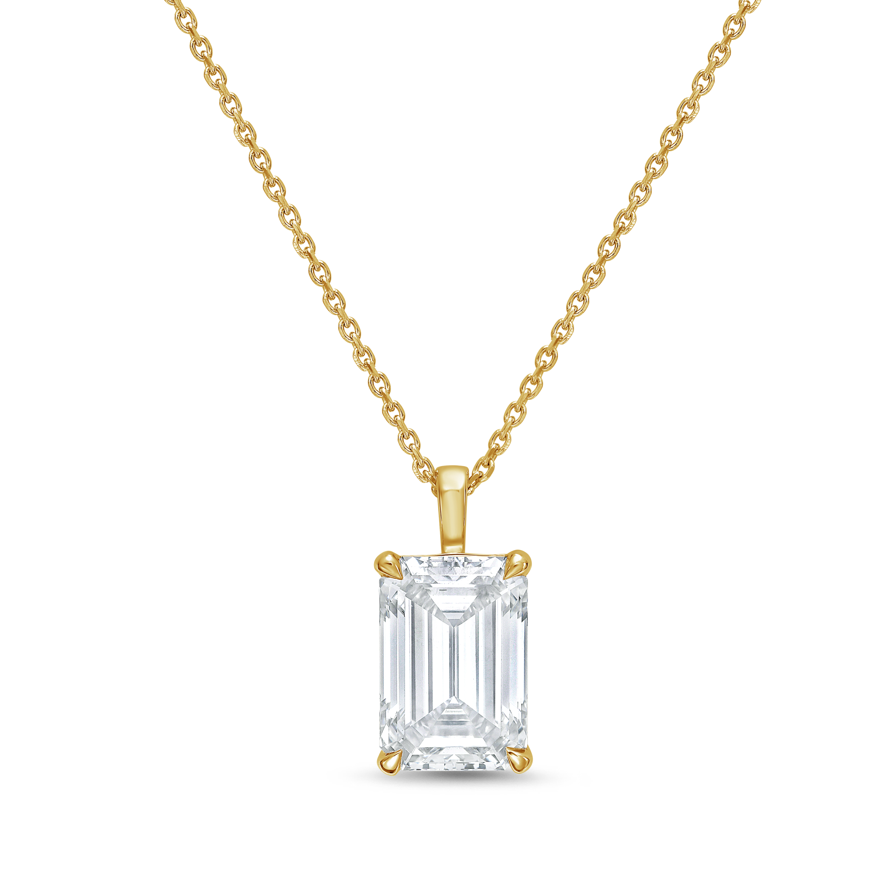 Lab Grown North South Emerald Pendant with Bail