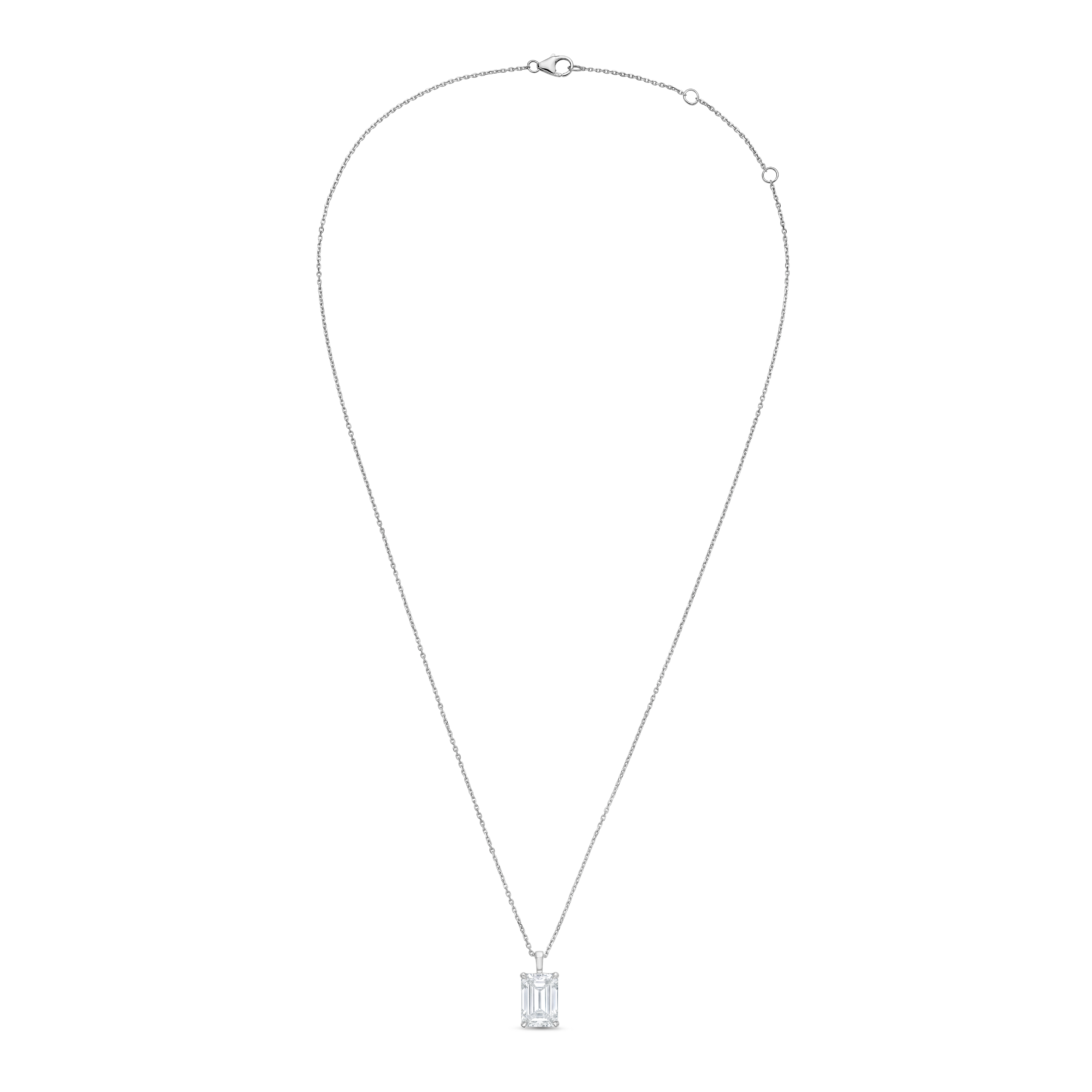 Lab Grown North South Emerald Pendant with Bail