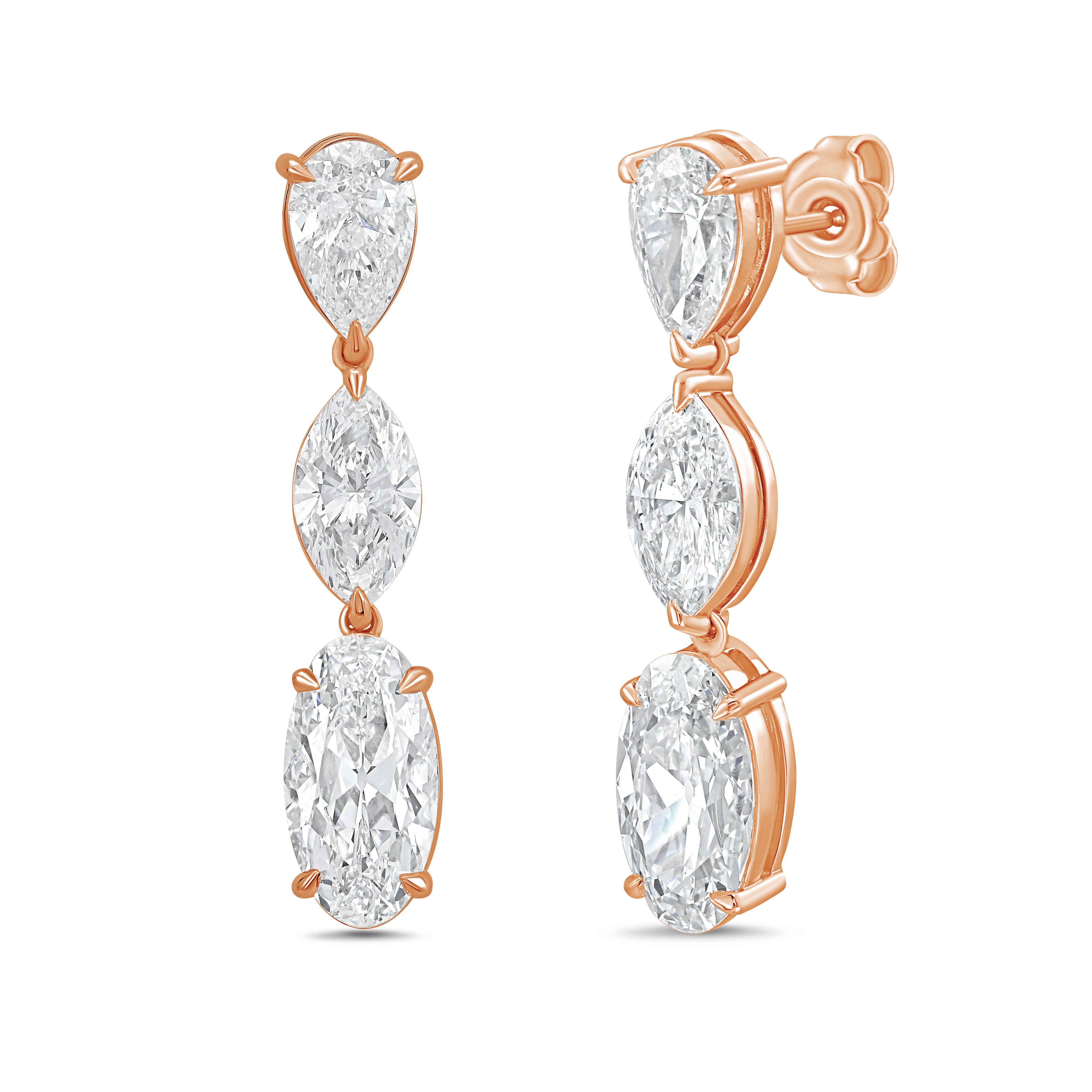 Lab Grown Multi Shaped Diamond Drop Earrings