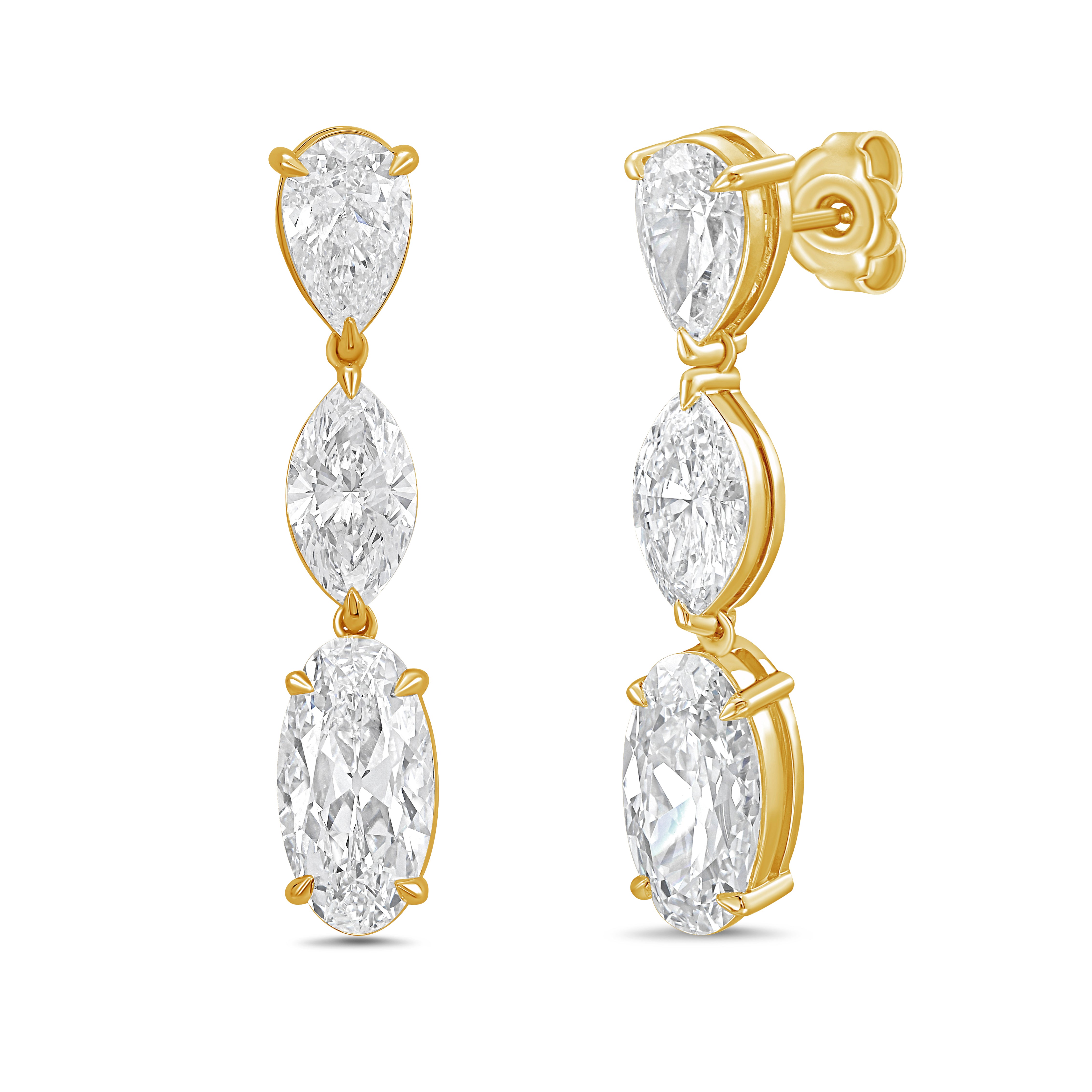 Lab Grown Multi Shaped Diamond Drop Earrings
