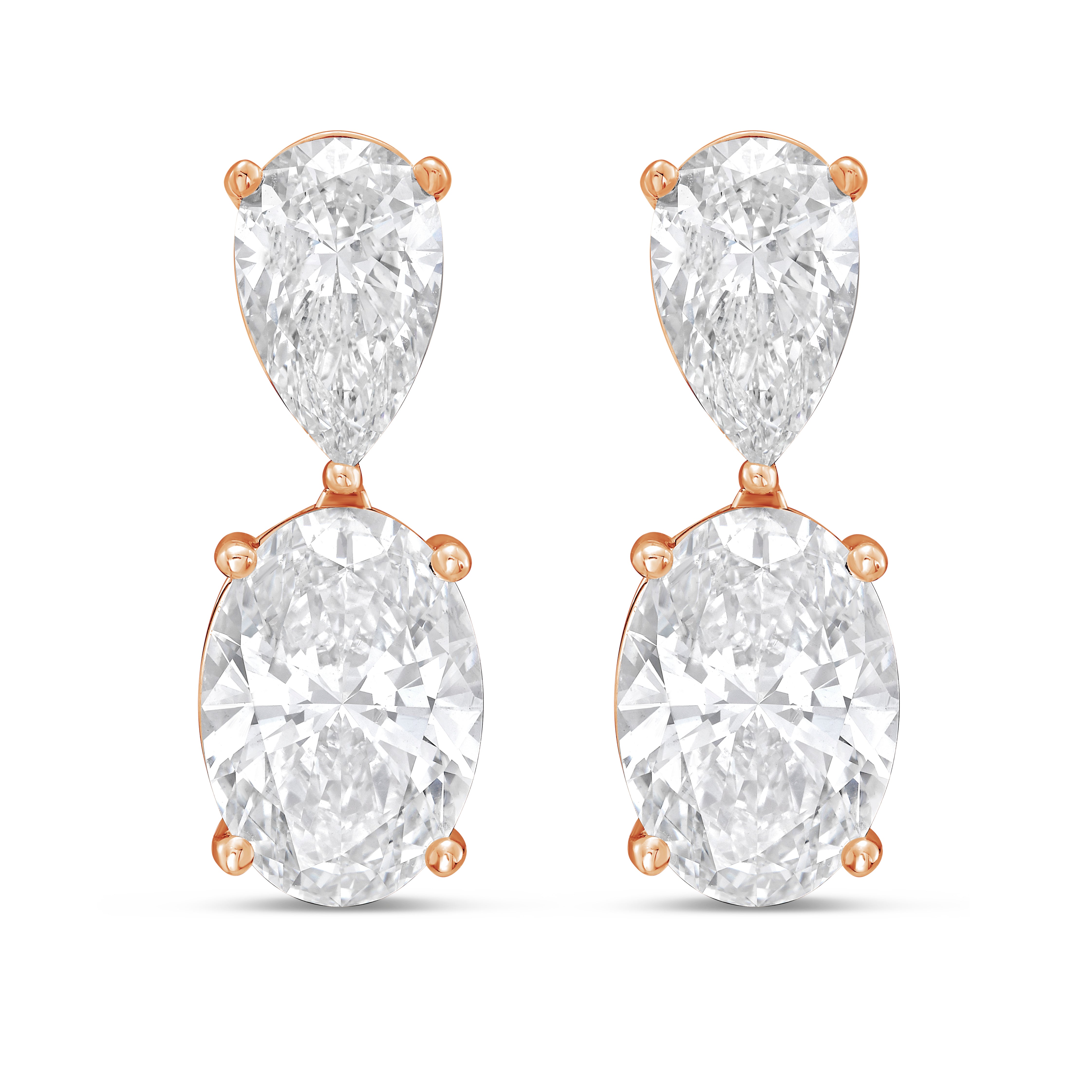 Lab Grown Pear And Oval Diamond Drop Earrings