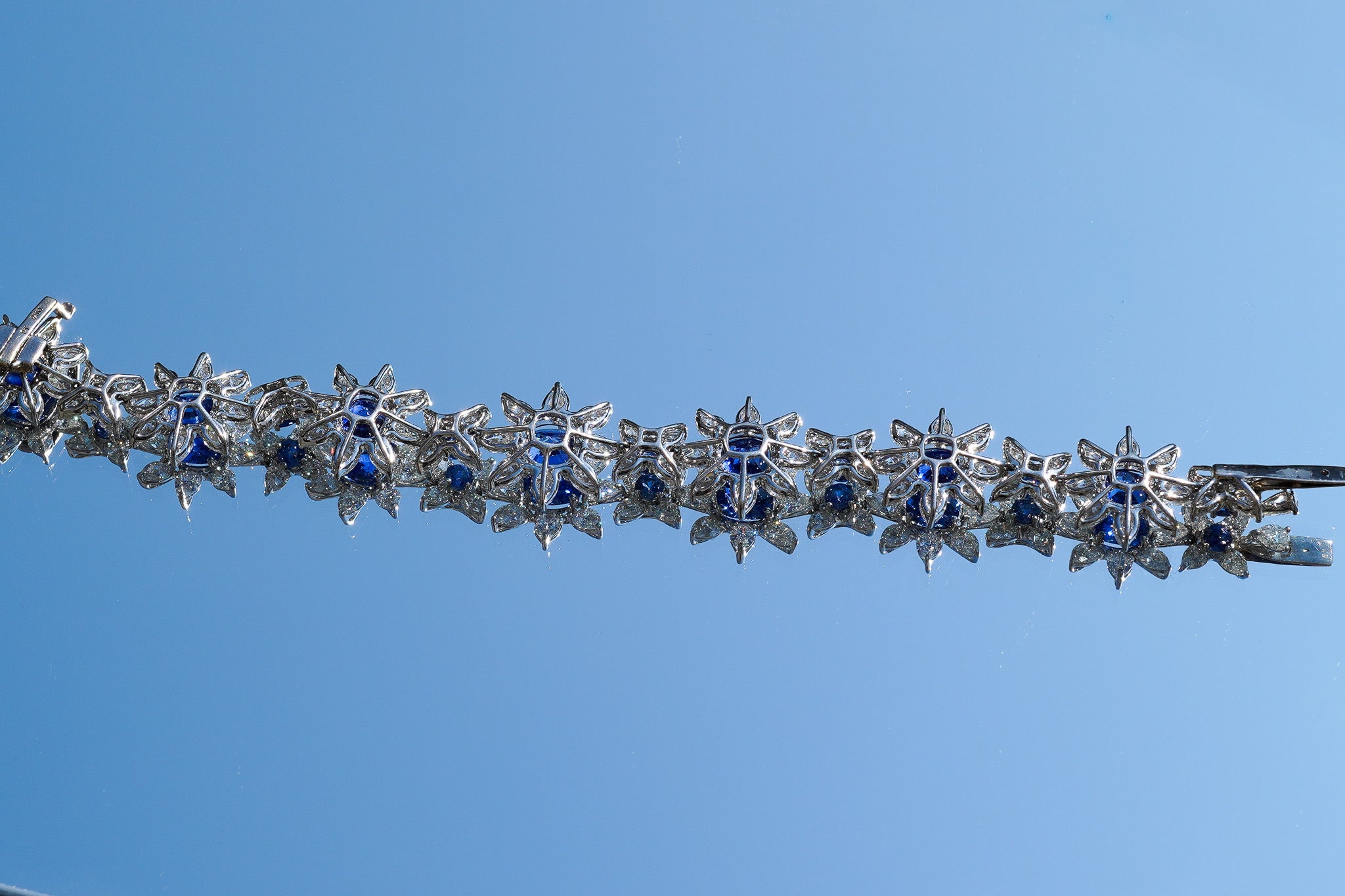 Sapphire and Diamond Flower Bracelet