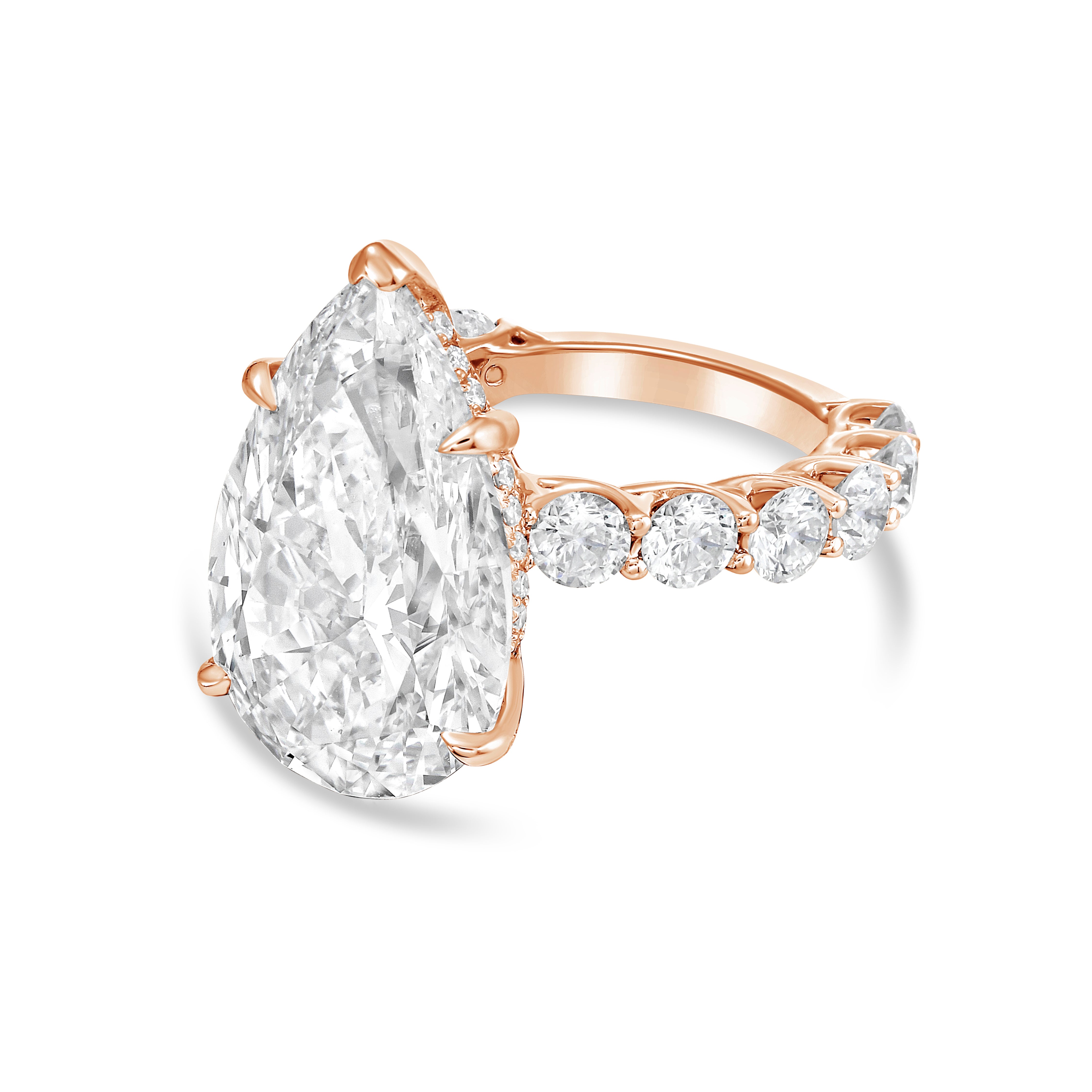 Lab Grown Pear Diamond Engagement Pave Ring