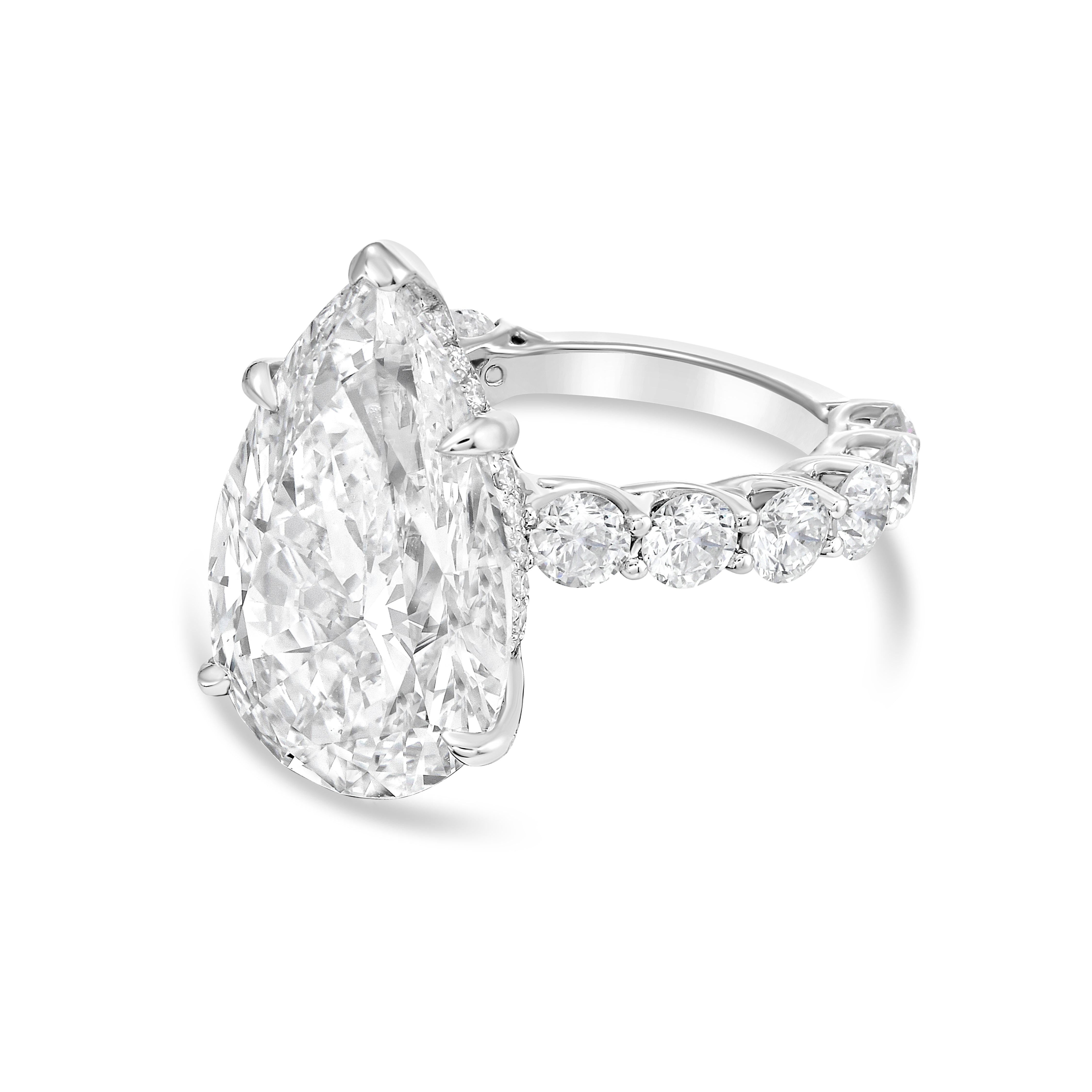Lab Grown Pear Diamond Engagement Pave Ring