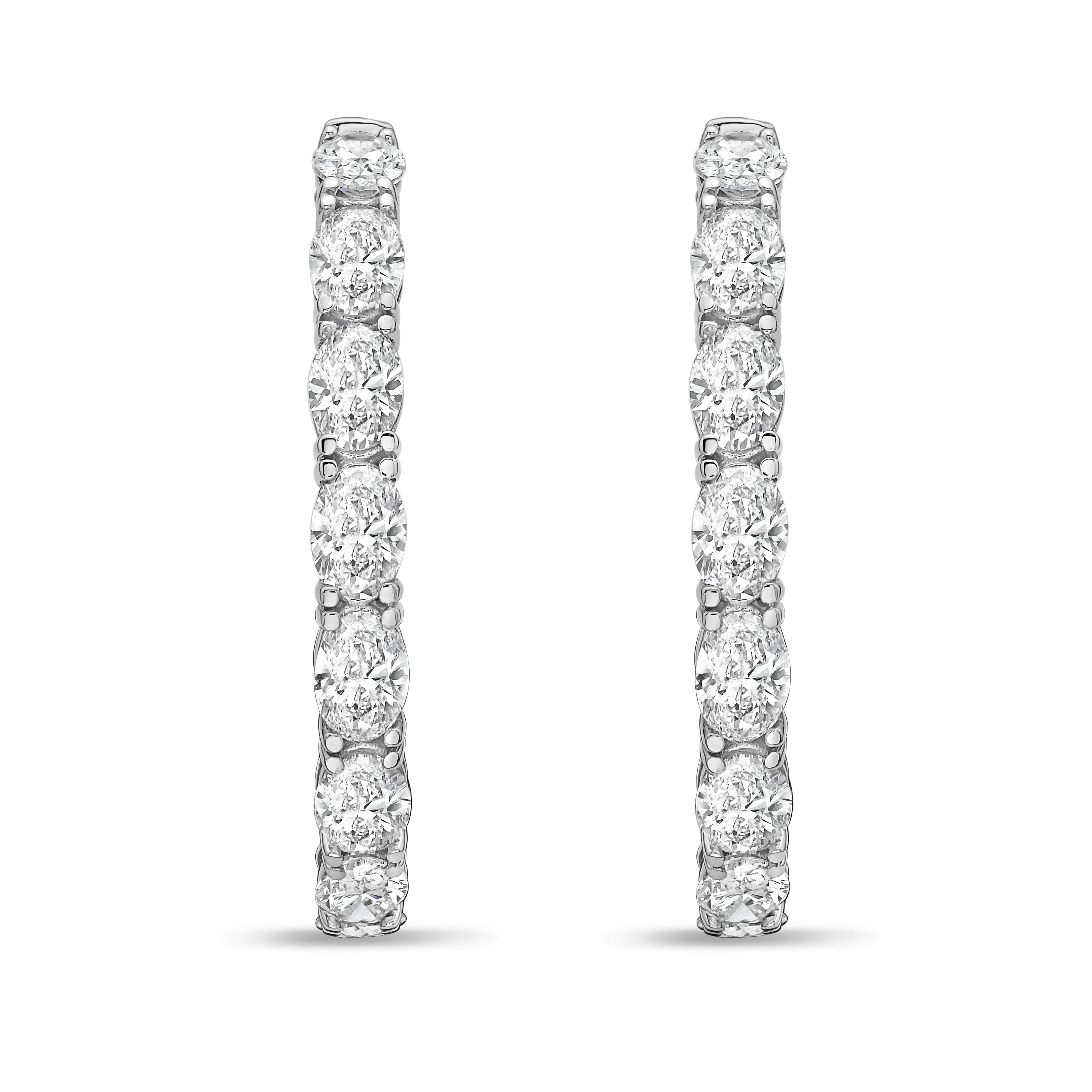 Lab Grown Oval Diamond Hoop Earrings - 1.50"