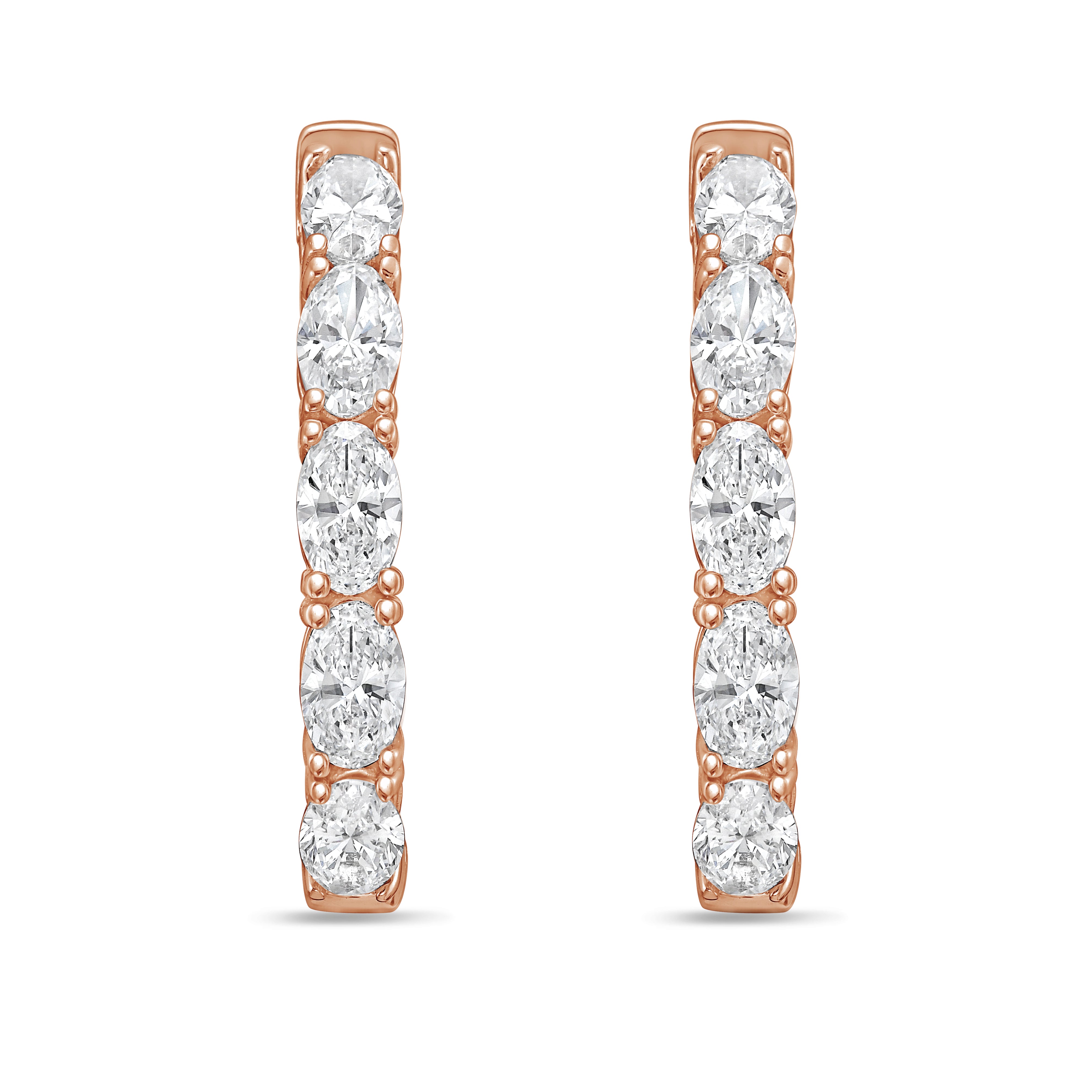 Lab Grown Oval Diamond Hoop Earrings - 0.75"