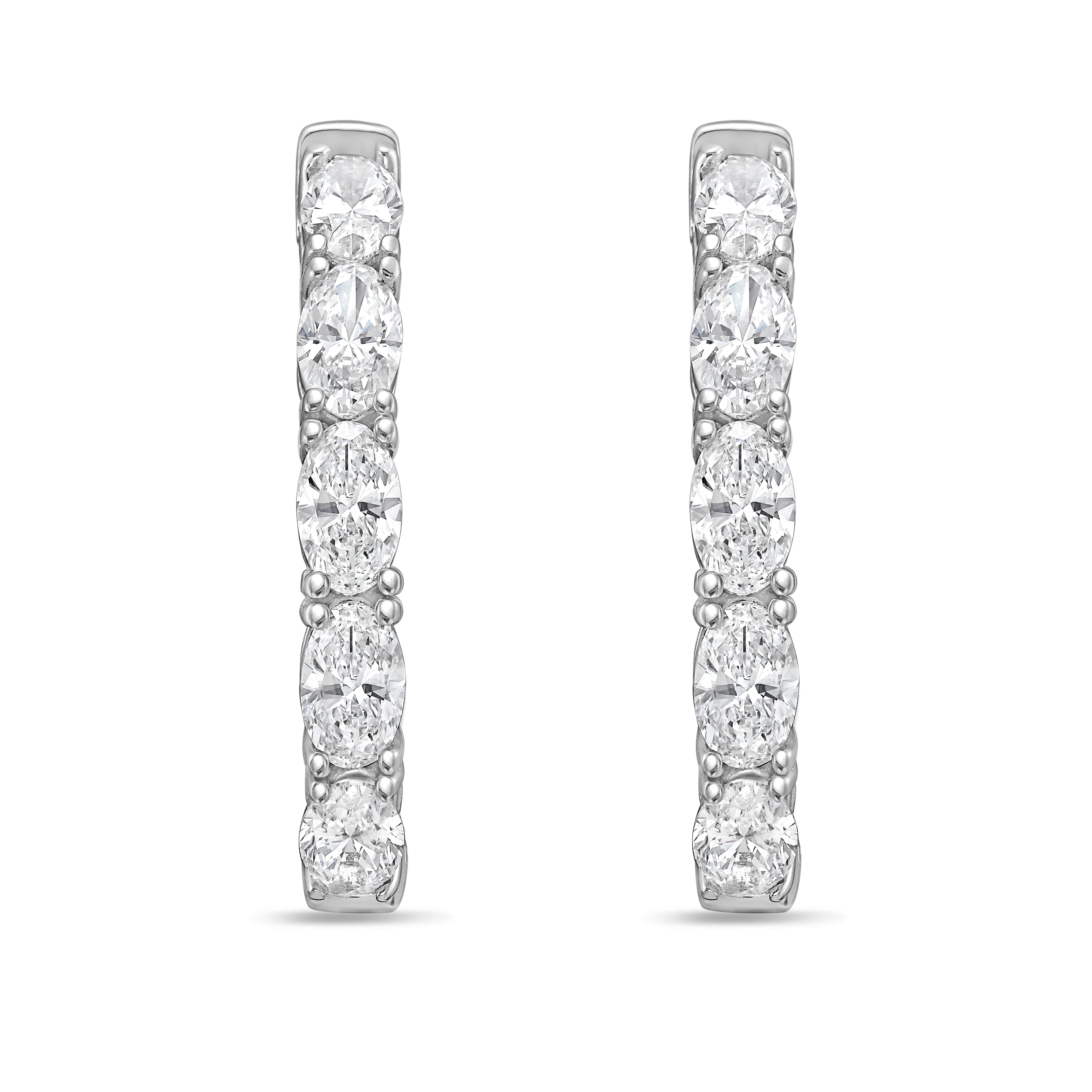 Lab Grown Oval Diamond Hoop Earrings - 0.75"