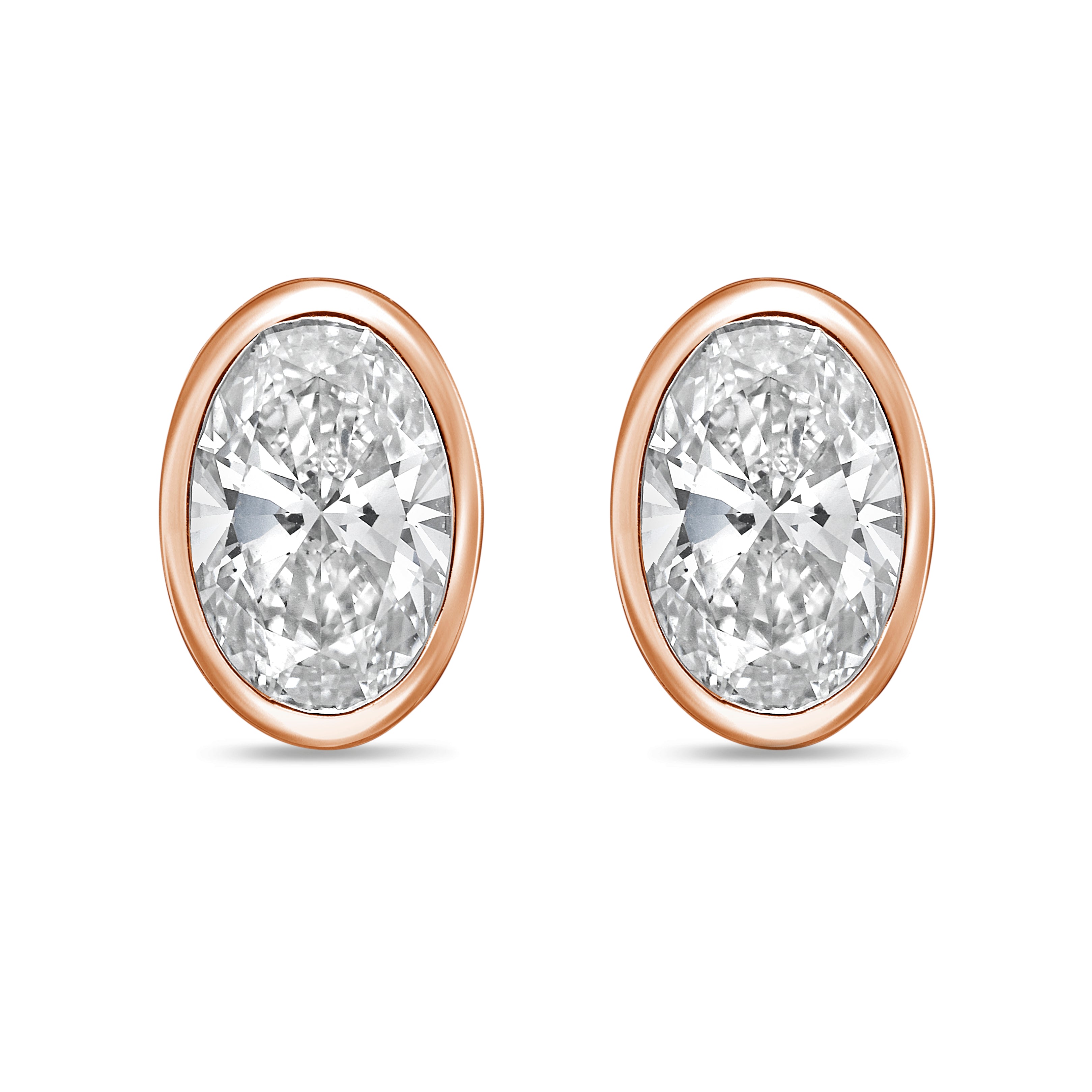 Lab Grown Oval Diamond Bezel Stud