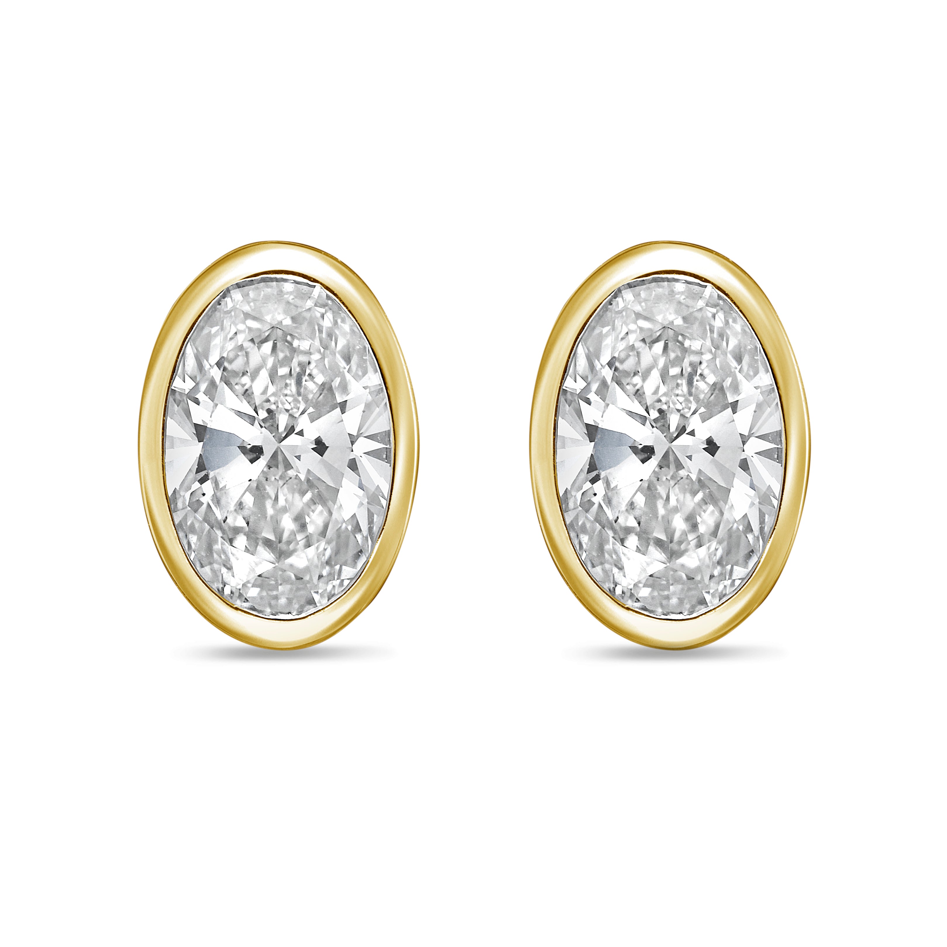 Lab Grown Oval Diamond Bezel Stud