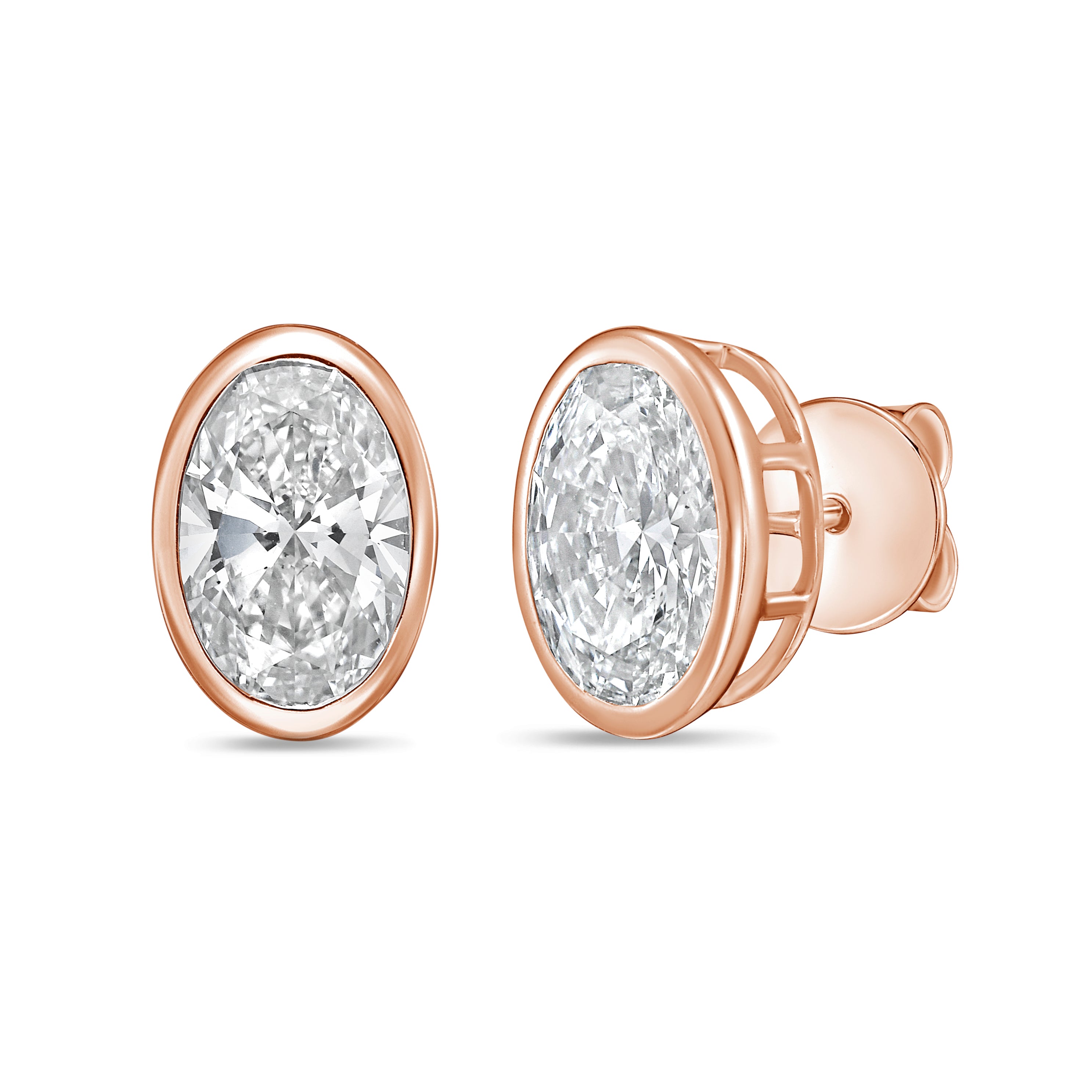 Lab Grown Oval Diamond Bezel Stud
