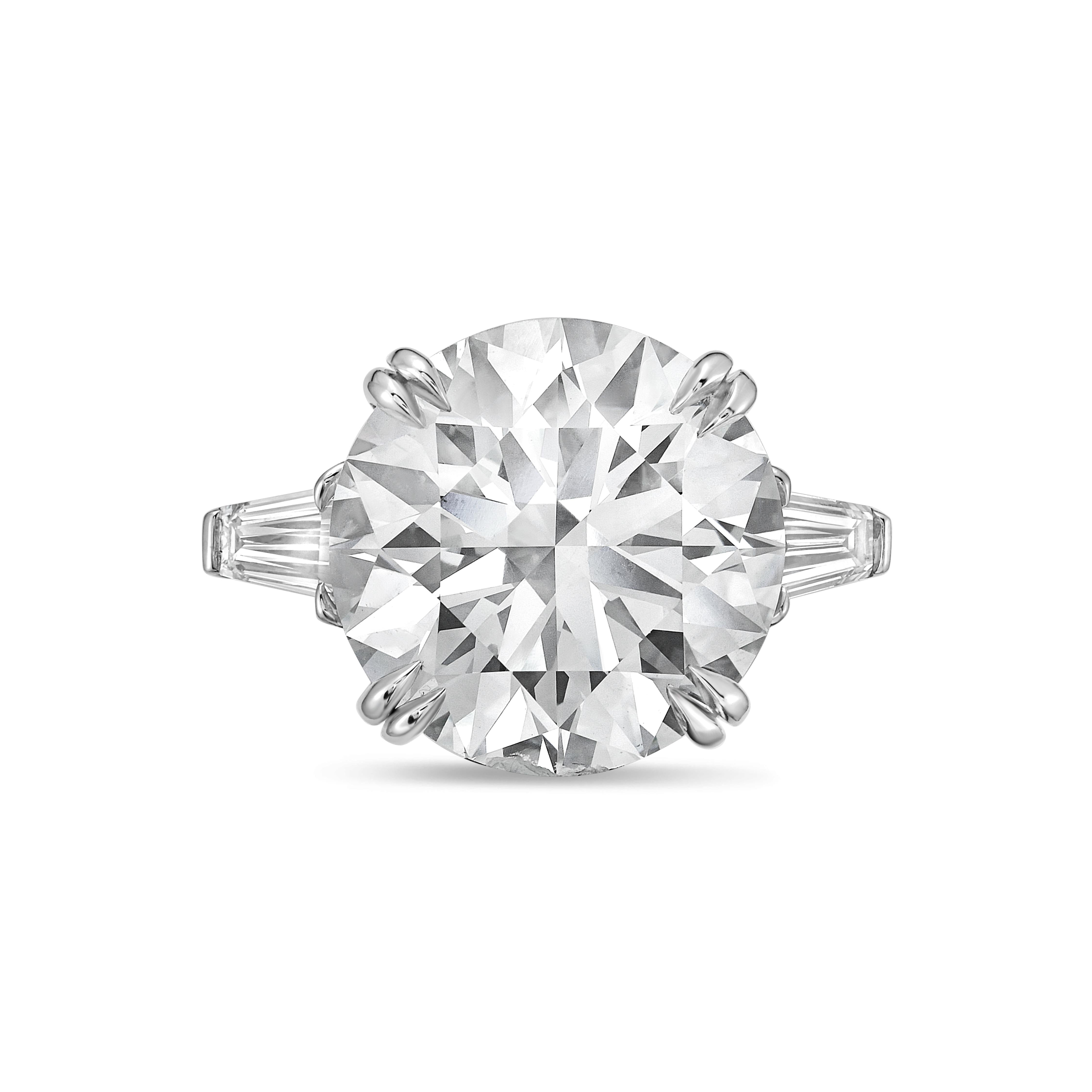 Lab Grown Round Diamond Ring with Baguettes