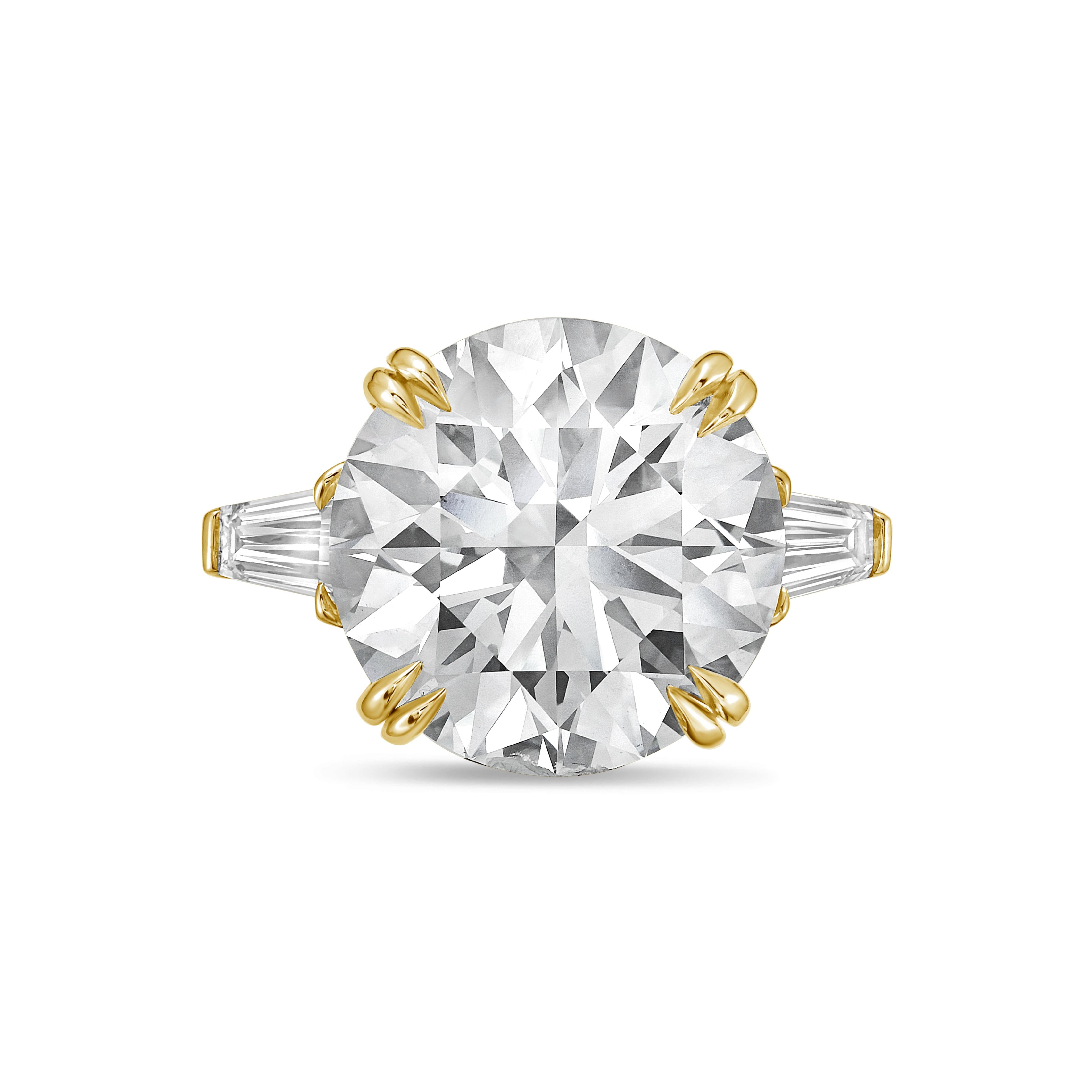 Lab Grown Round Diamond Ring with Baguettes