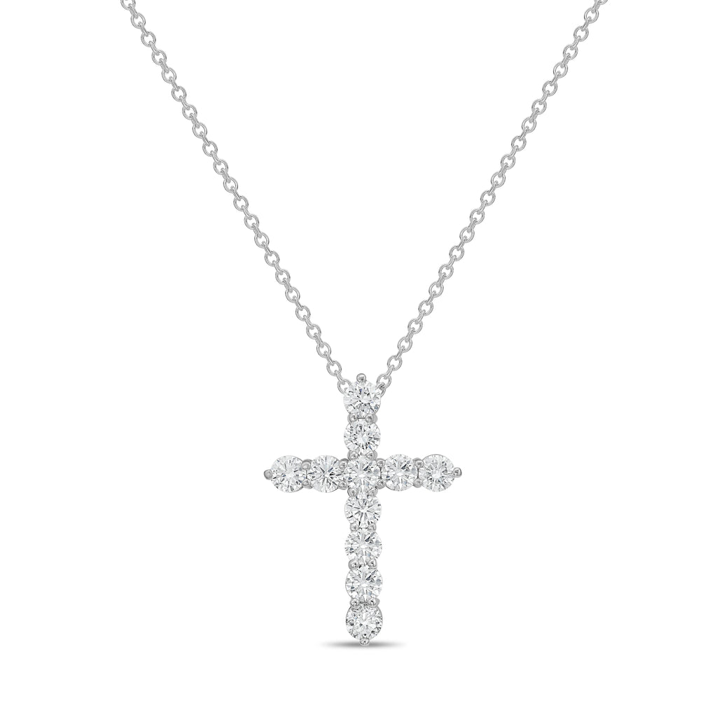 925 Sterling Silver Dangling Cross Pendant Necklace – 0.75 CTW Lab Diamonds, 18" Chain, Simulated Diamond Accents