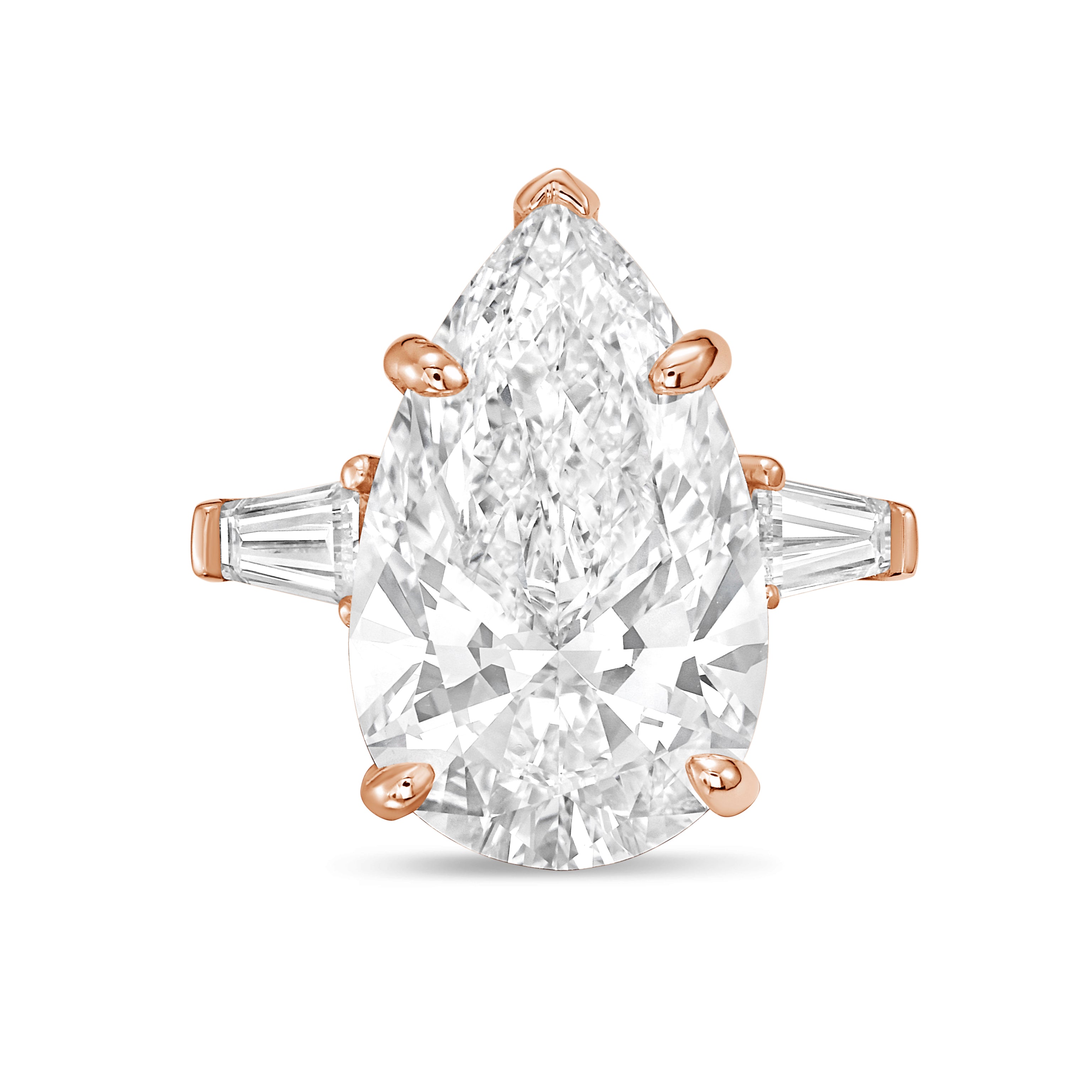 Lab Grown Pear Diamond Ring with Baguettes