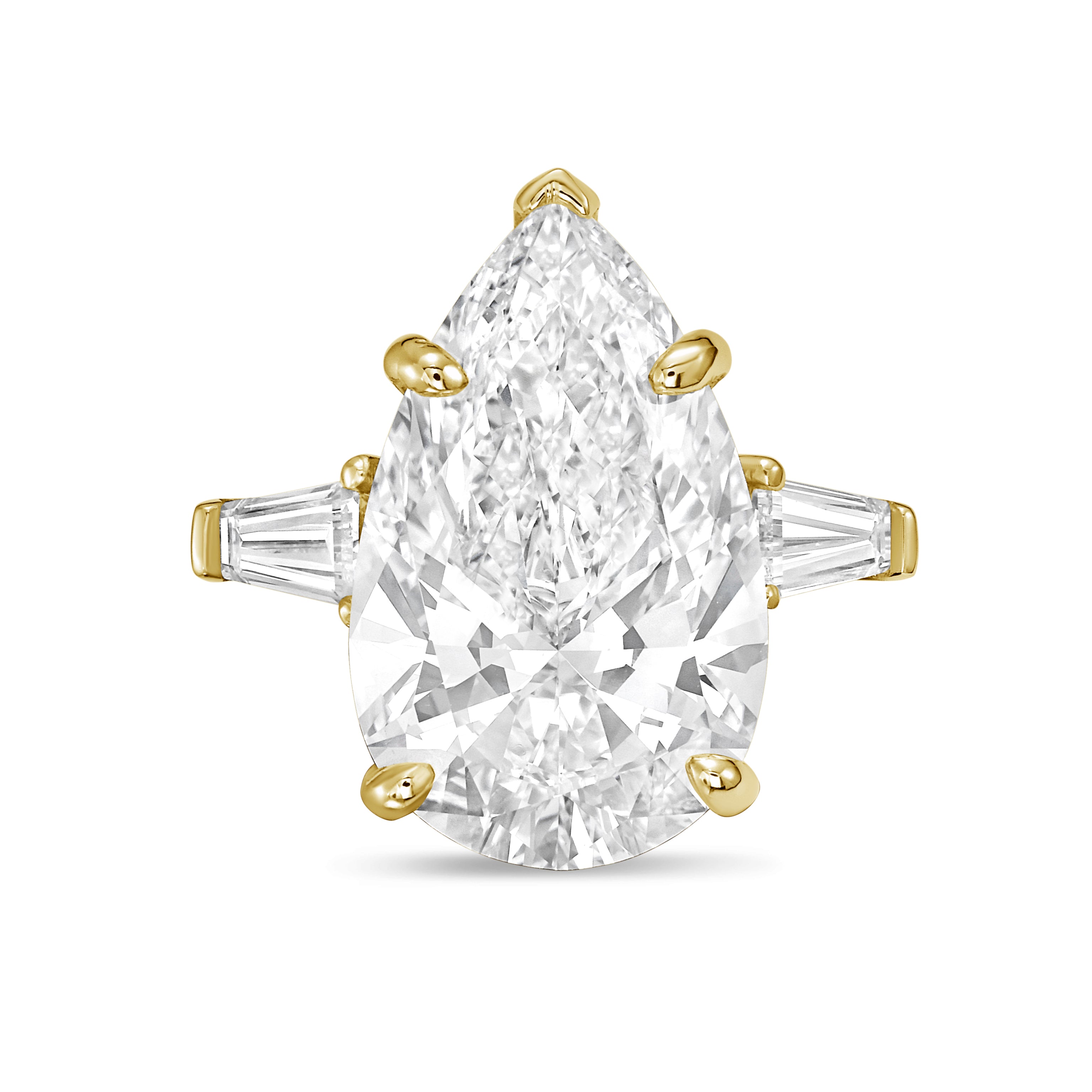 Lab Grown Pear Diamond Ring with Baguettes