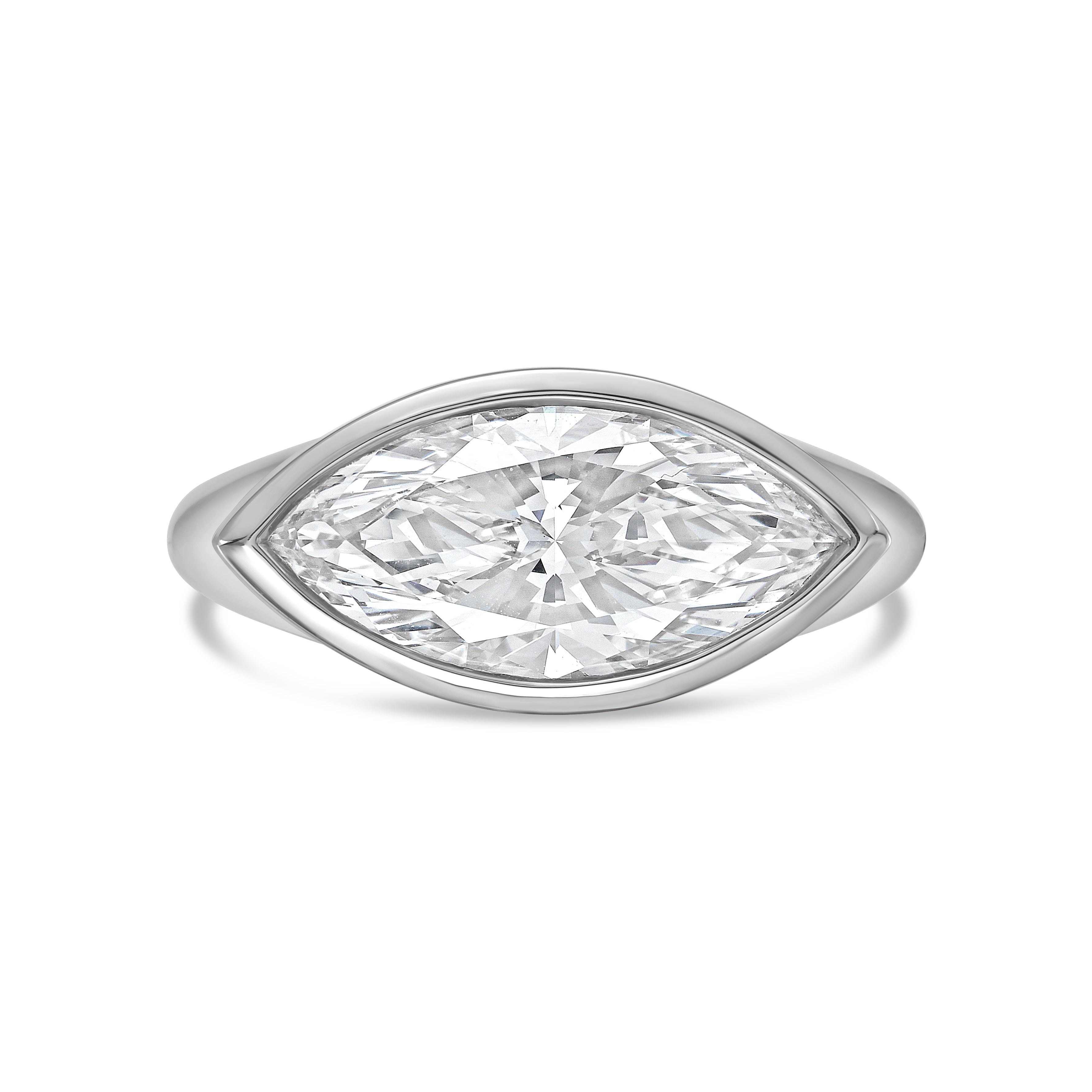 Lab Grown Marquise Diamond Bezel Ring