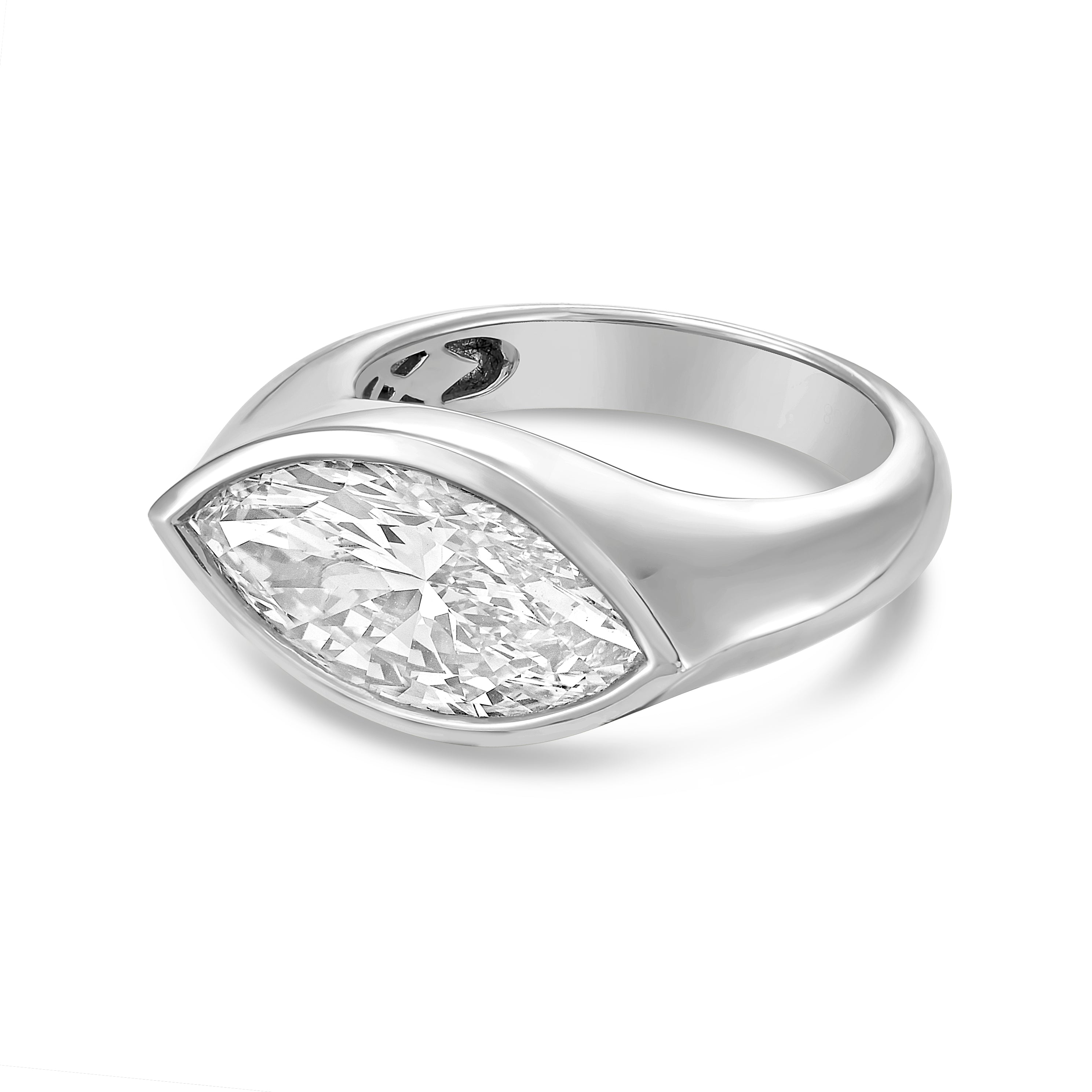 Lab Grown Marquise Diamond Bezel Ring