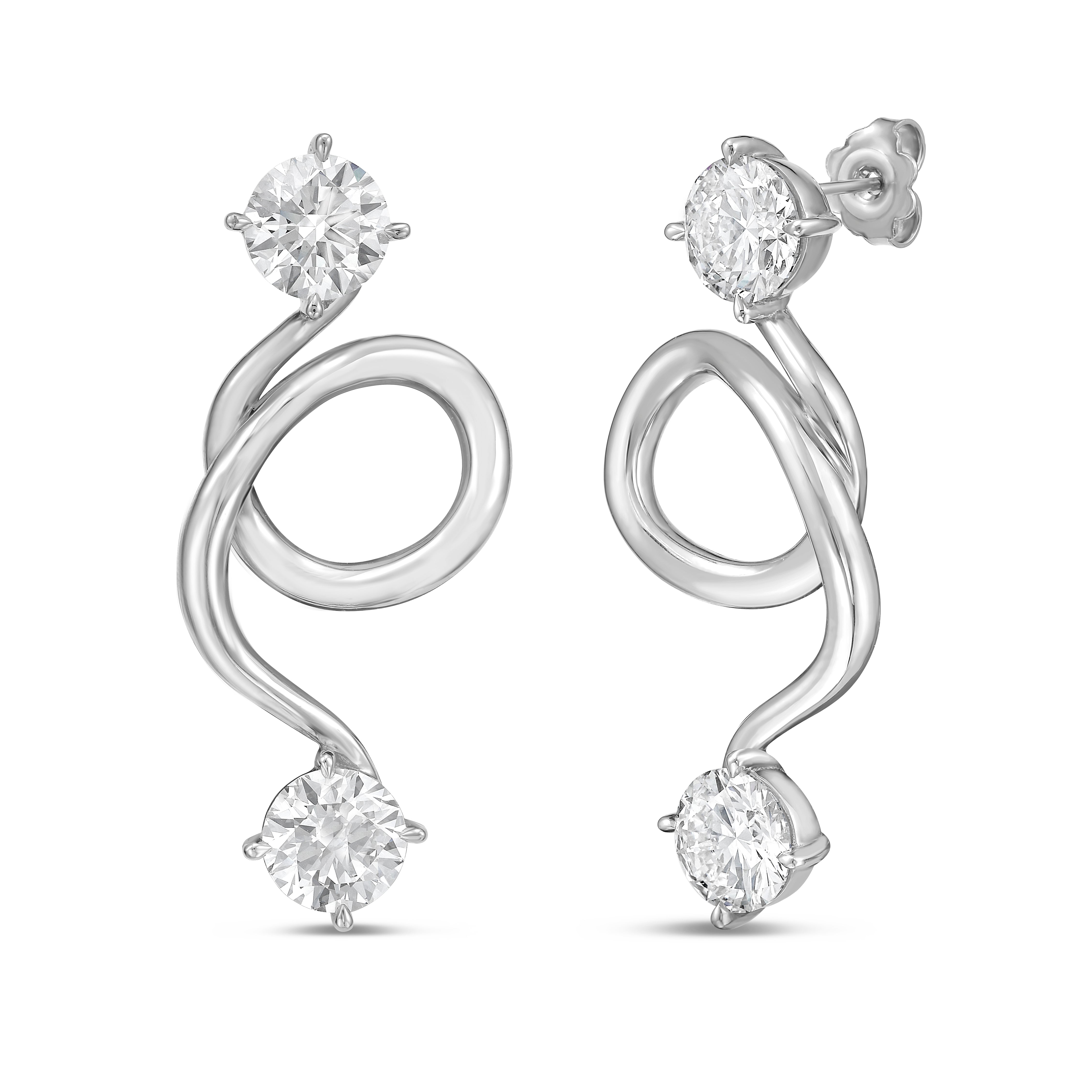 Lab Grown Diamond Gold Spiral Stud Earrings