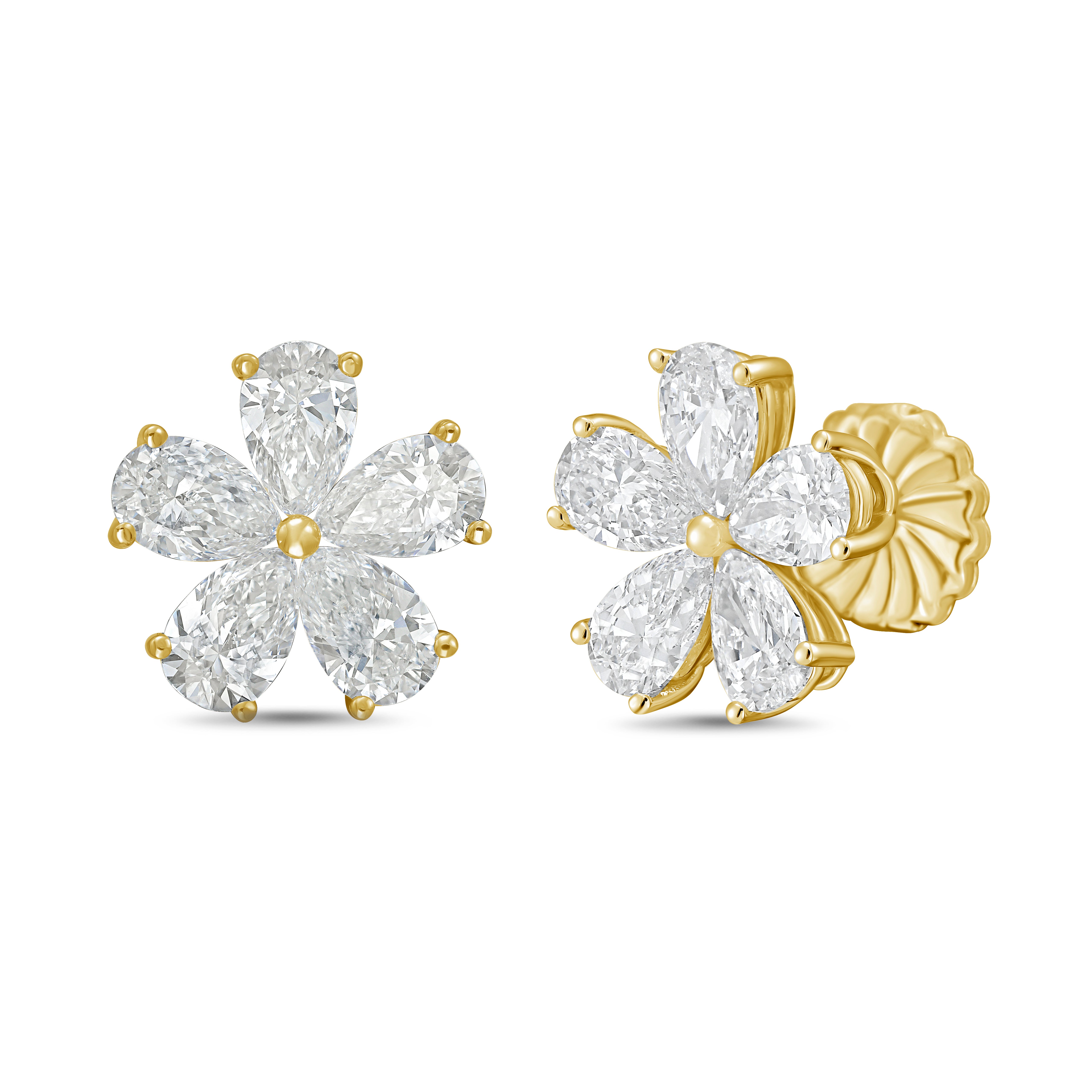 Lab Grown Pear Diamond Flower Cluster Earrings