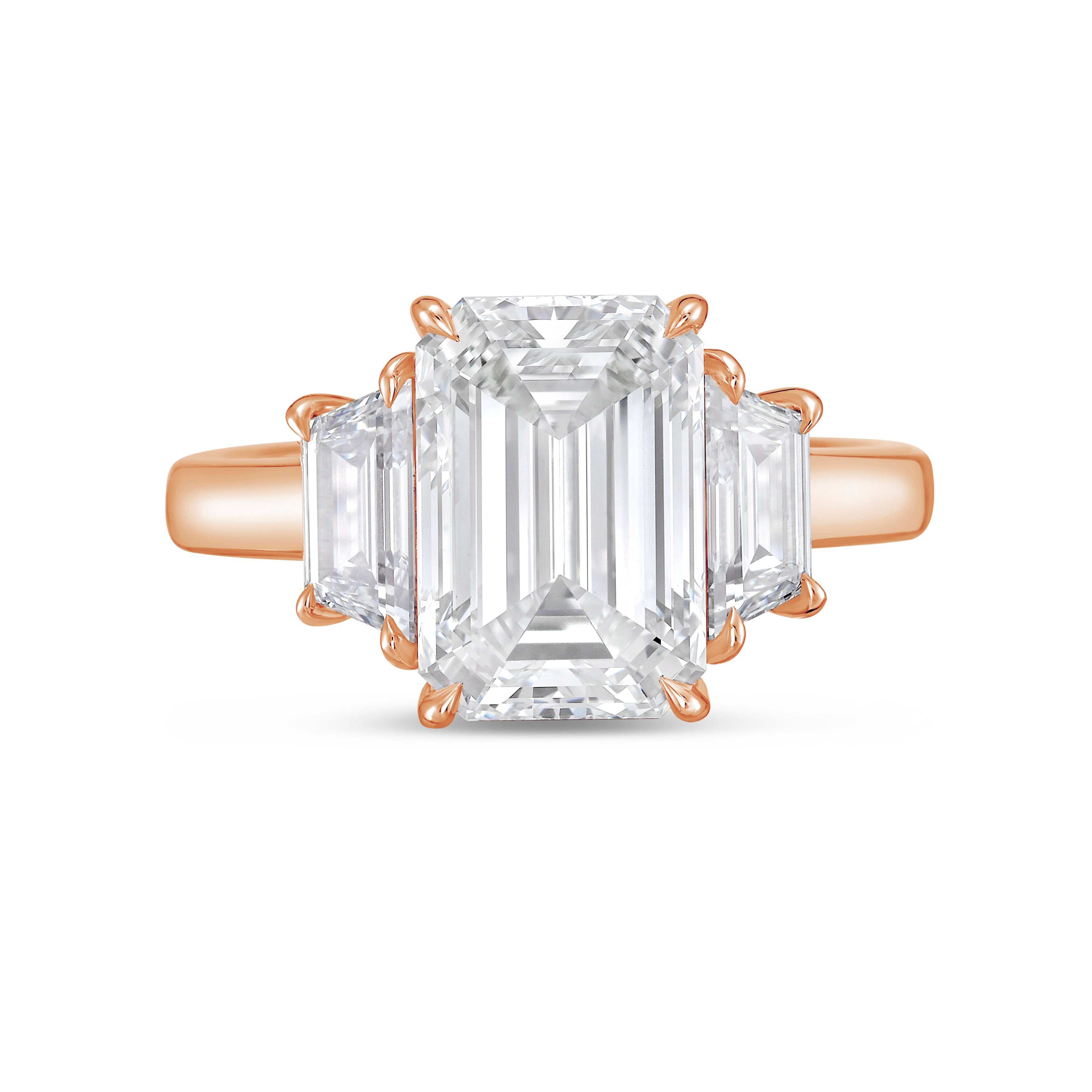 Lab Grown Emerald Diamond Ring with Trapezoids