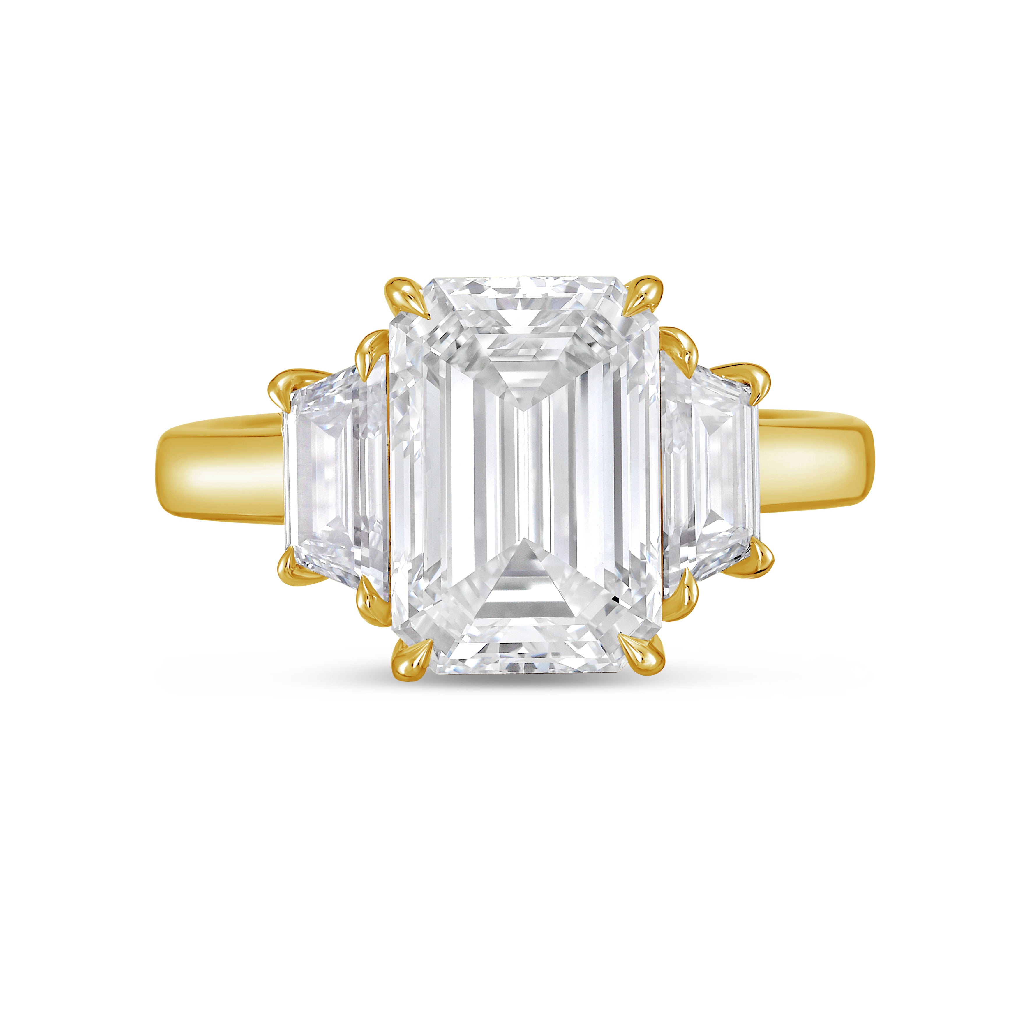 Lab Grown Emerald Diamond Ring with Trapezoids