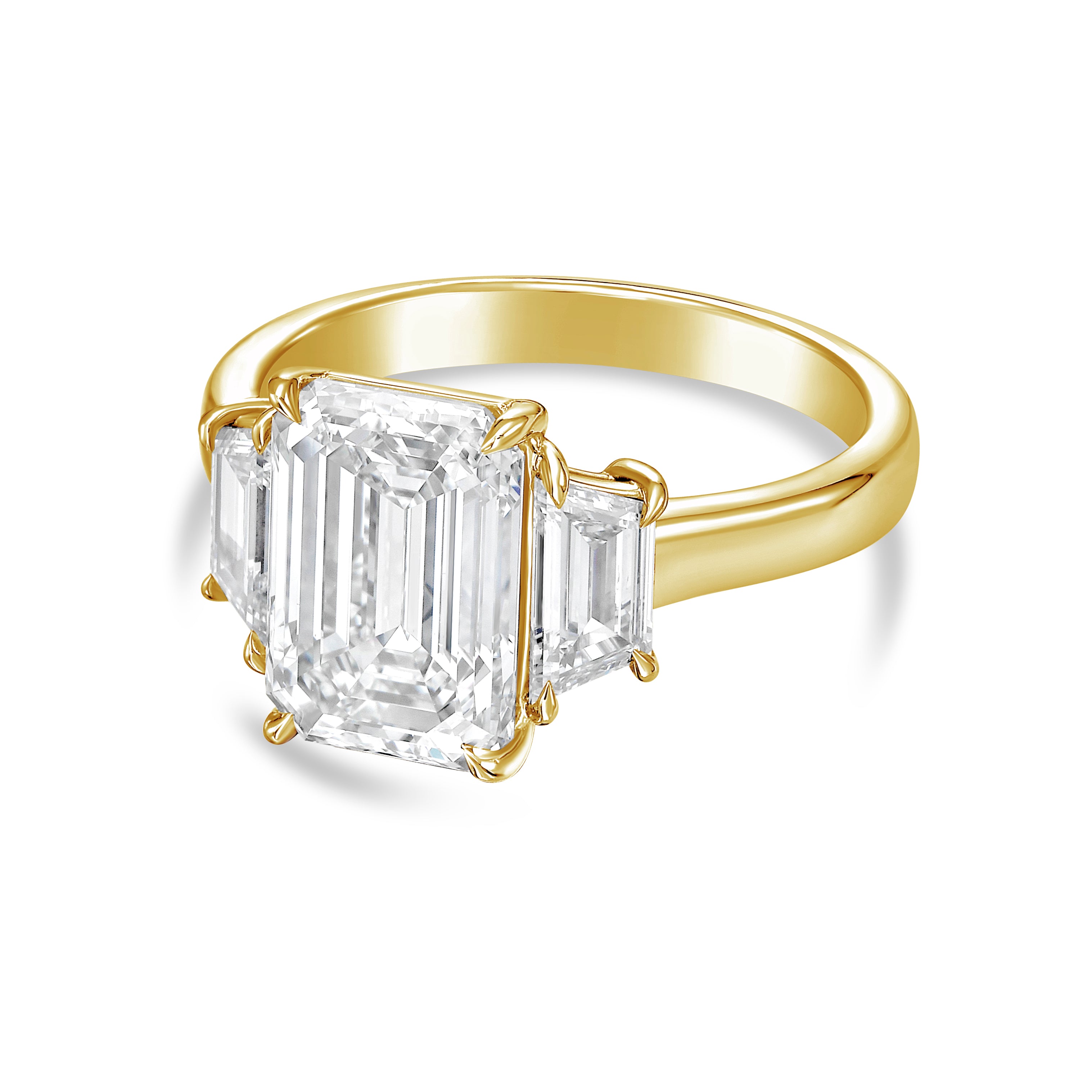 Lab Grown Emerald Diamond Ring with Trapezoids