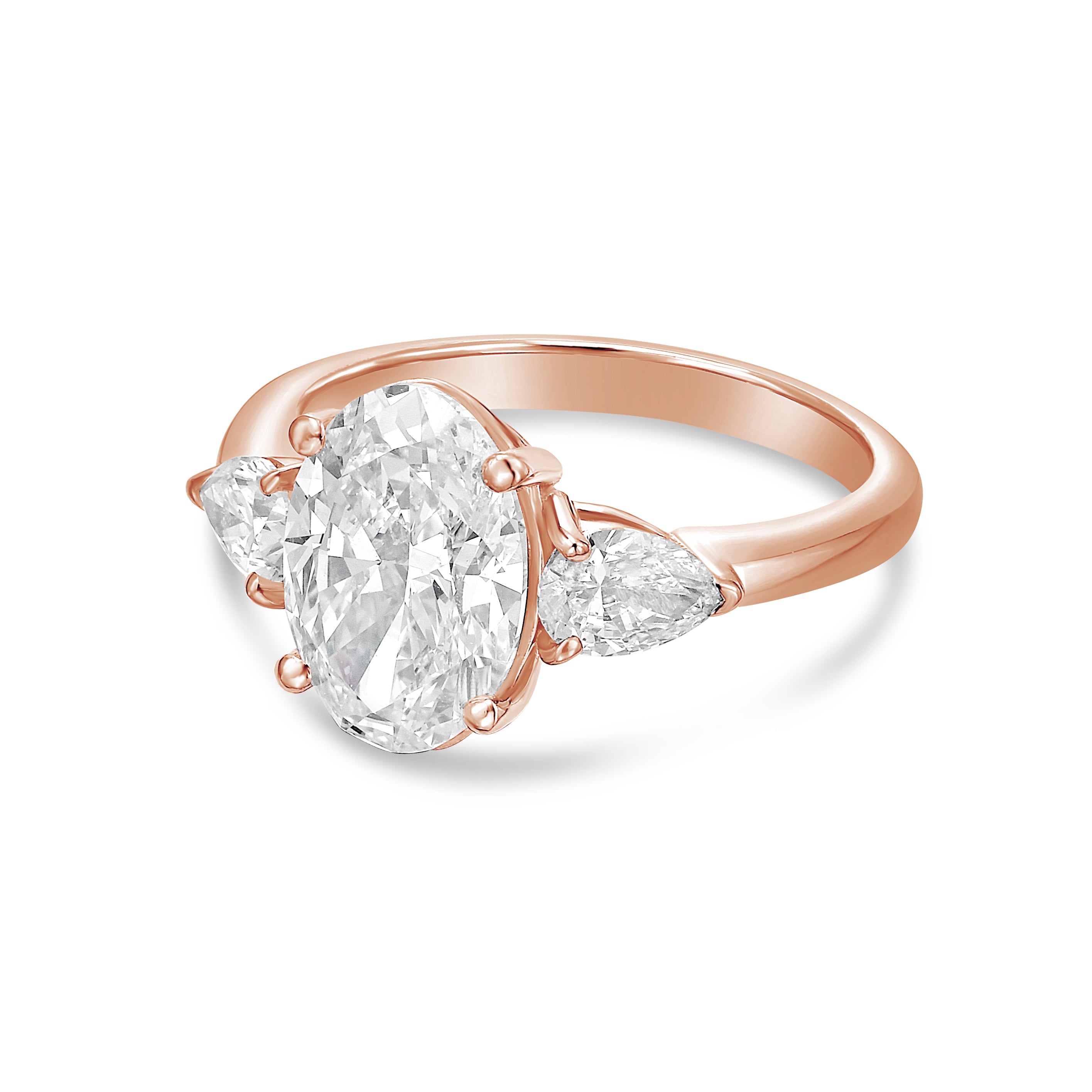 Lab Grown Oval Diamond Ring with Pears On Side
