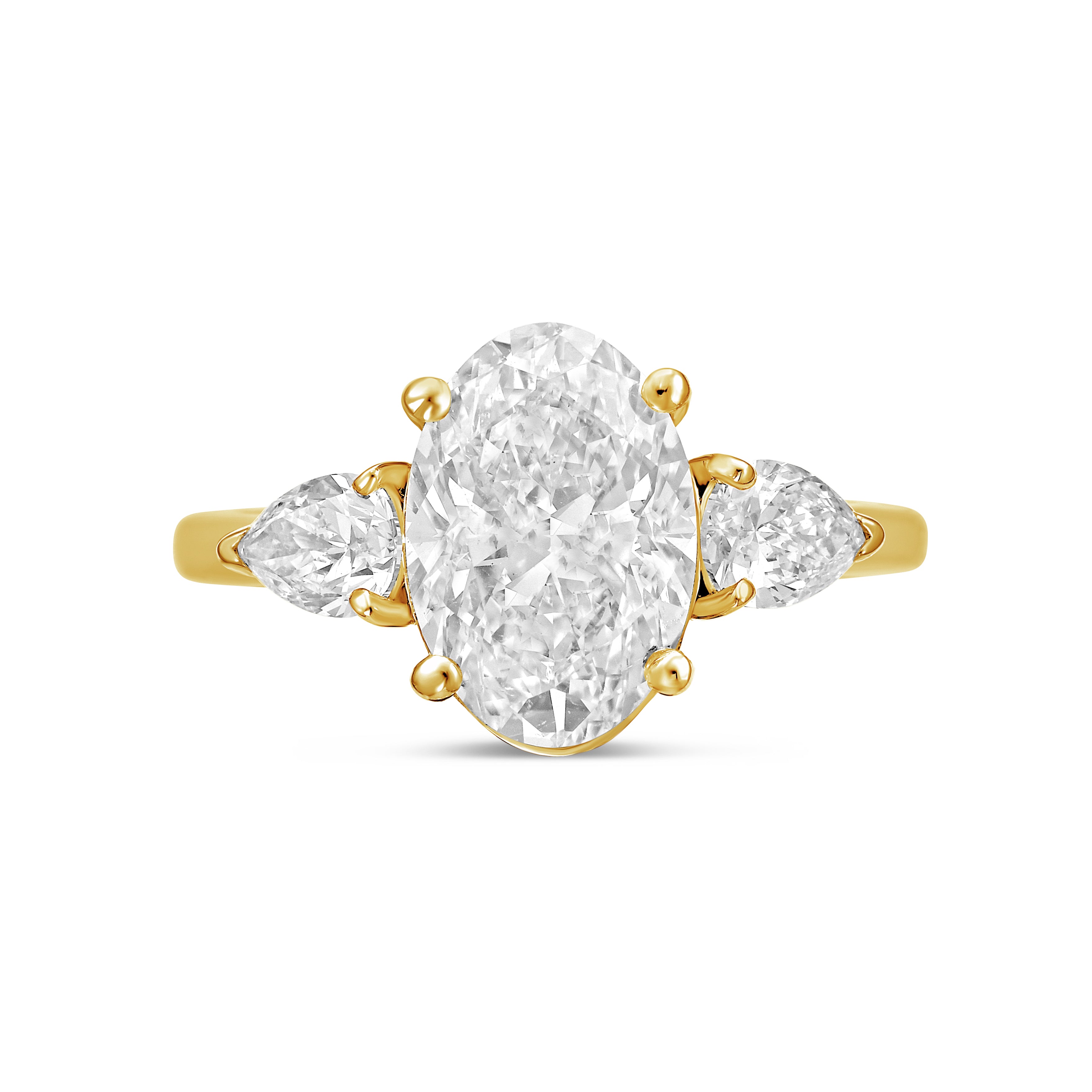 Lab Grown Oval Diamond Ring with Pears On Side
