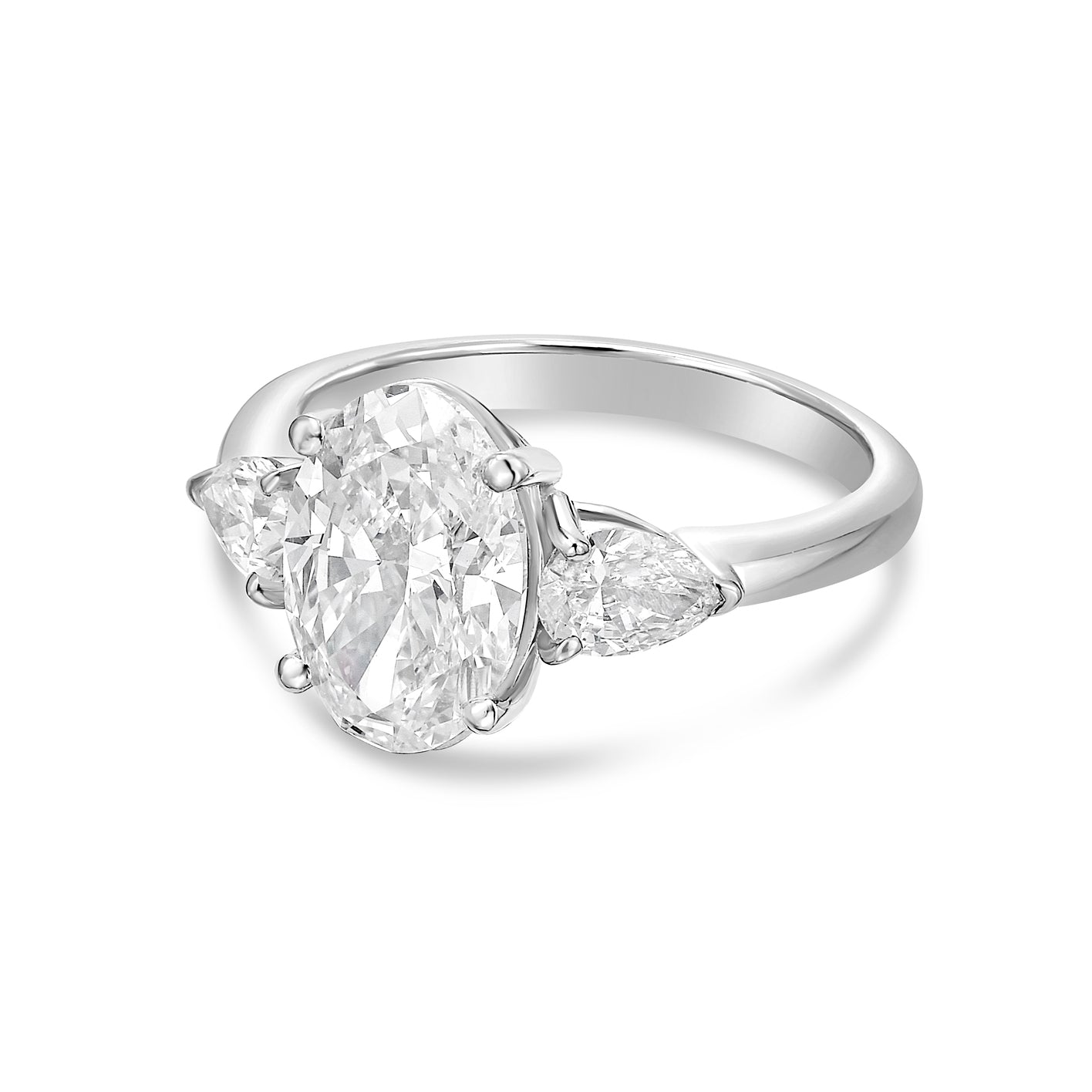 Lab Grown Oval Diamond Ring with Pears On Side