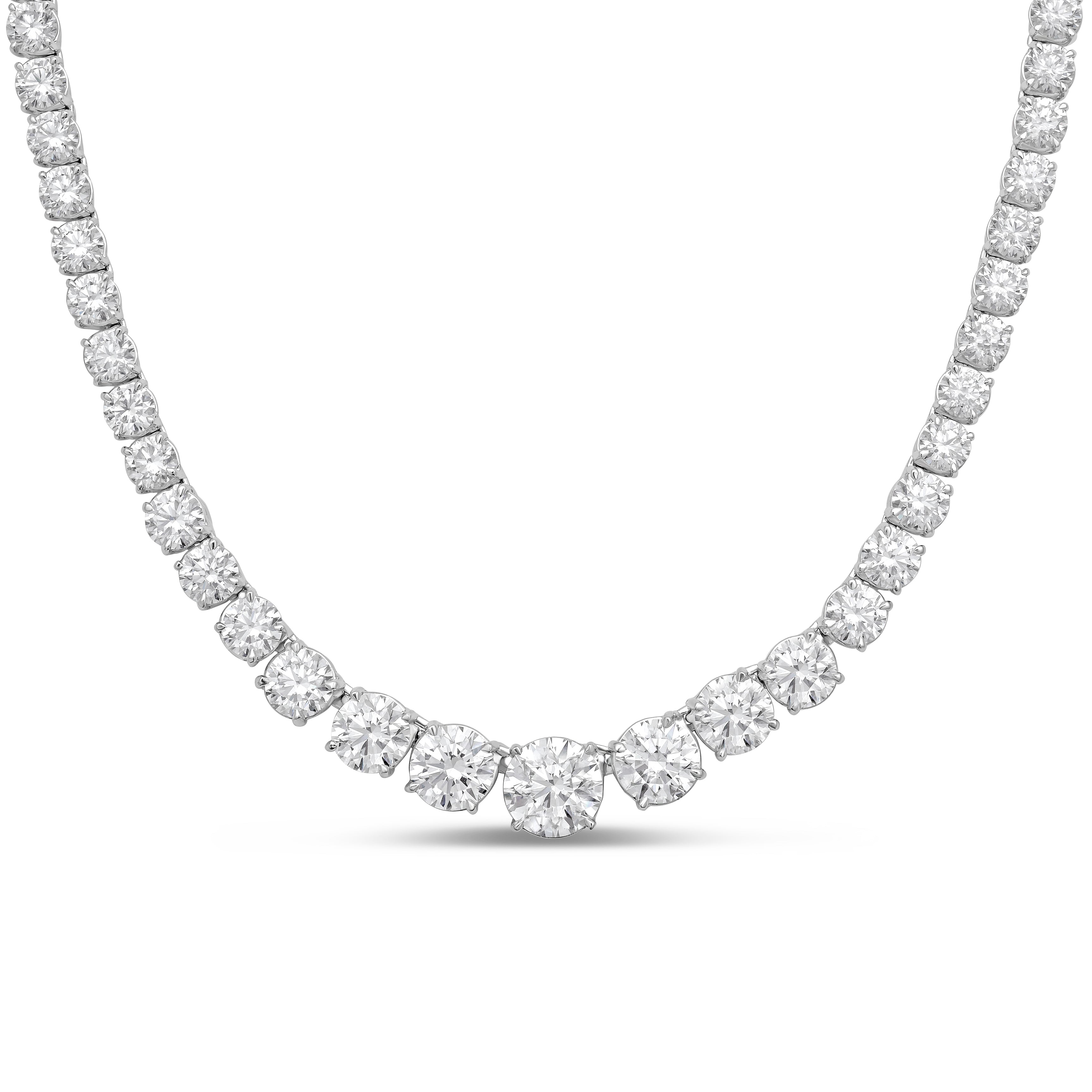 Lab Grown Graduated 4 Prong Tennis Necklace