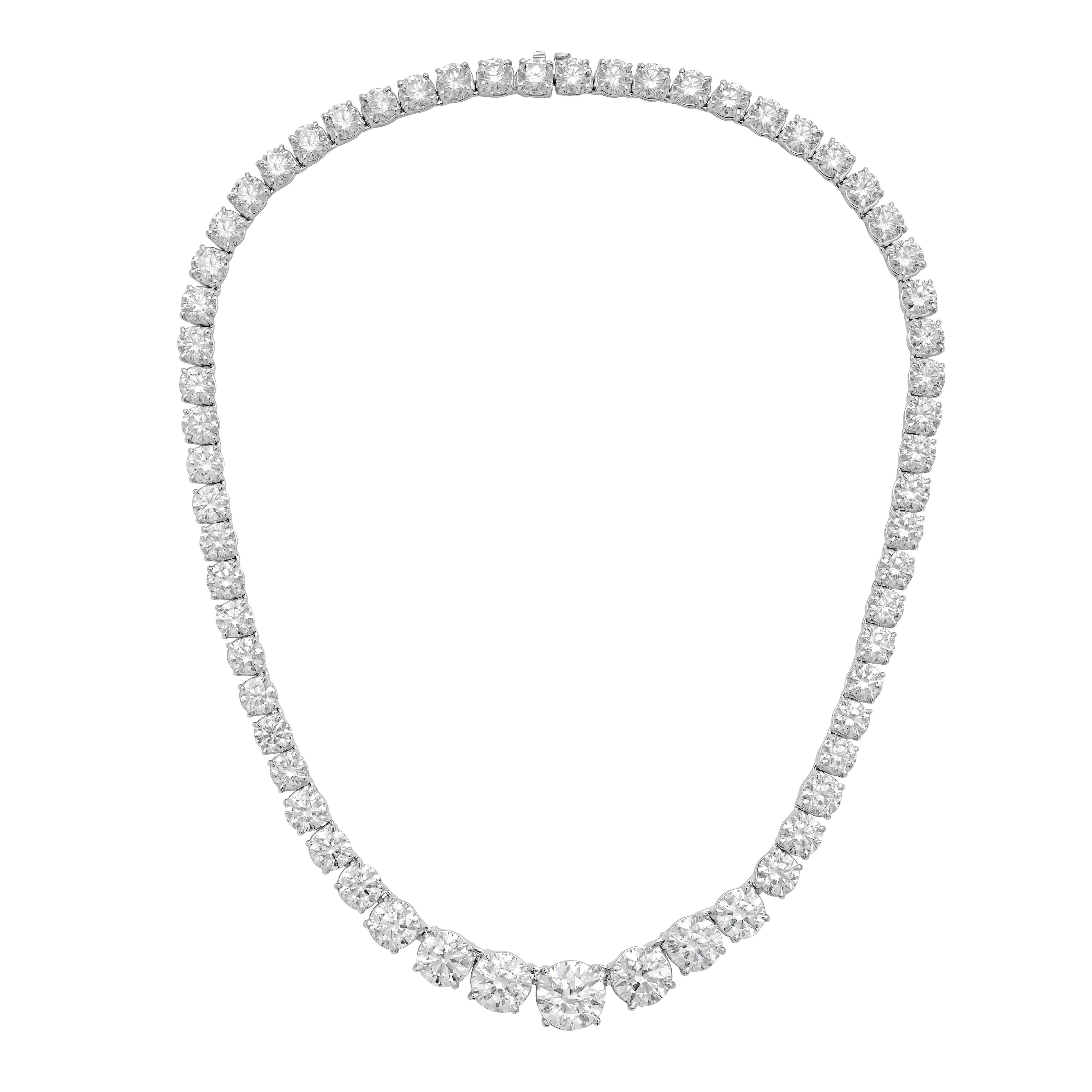 Lab Grown Graduated 4 Prong Tennis Necklace